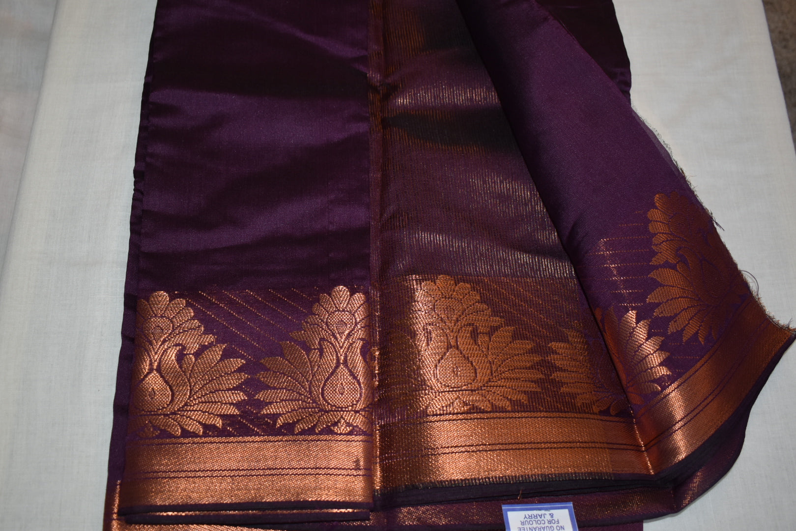 Purple Color -Silk Saree with Rose Gold Zari Silk Thread border - Copper Zari