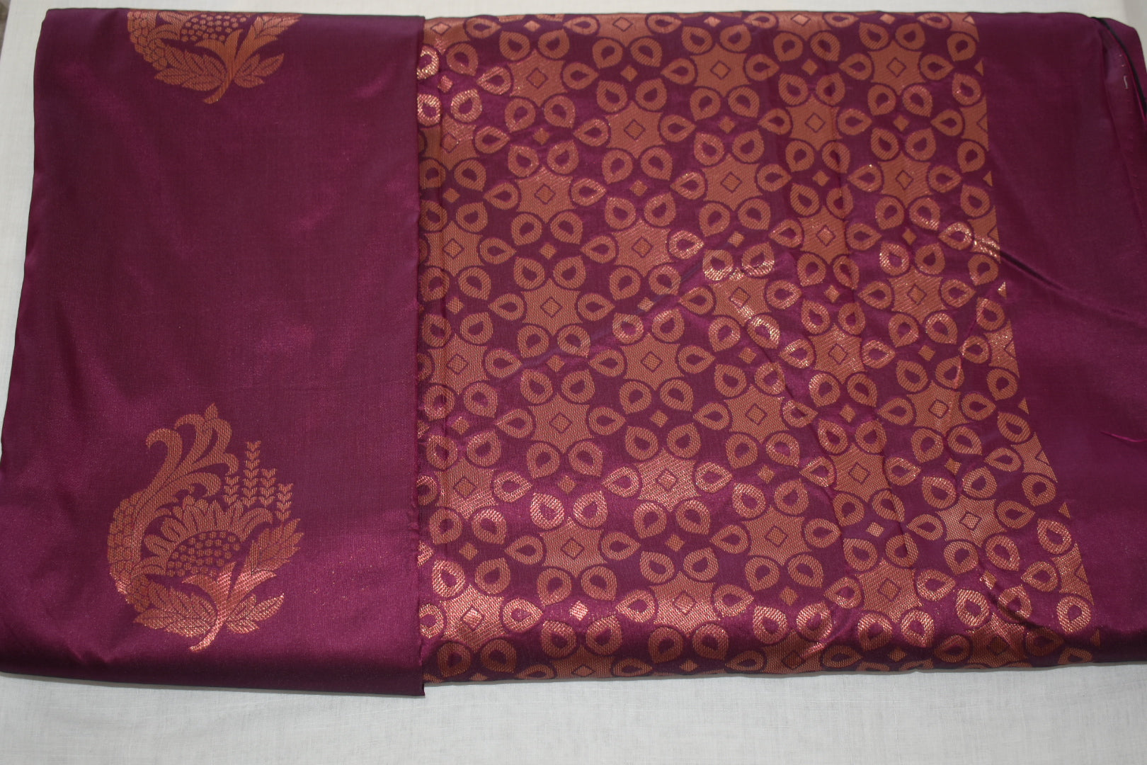 Purple Color - Silk Saree with Zari Silk Thread border and Pallu - Copper Zari