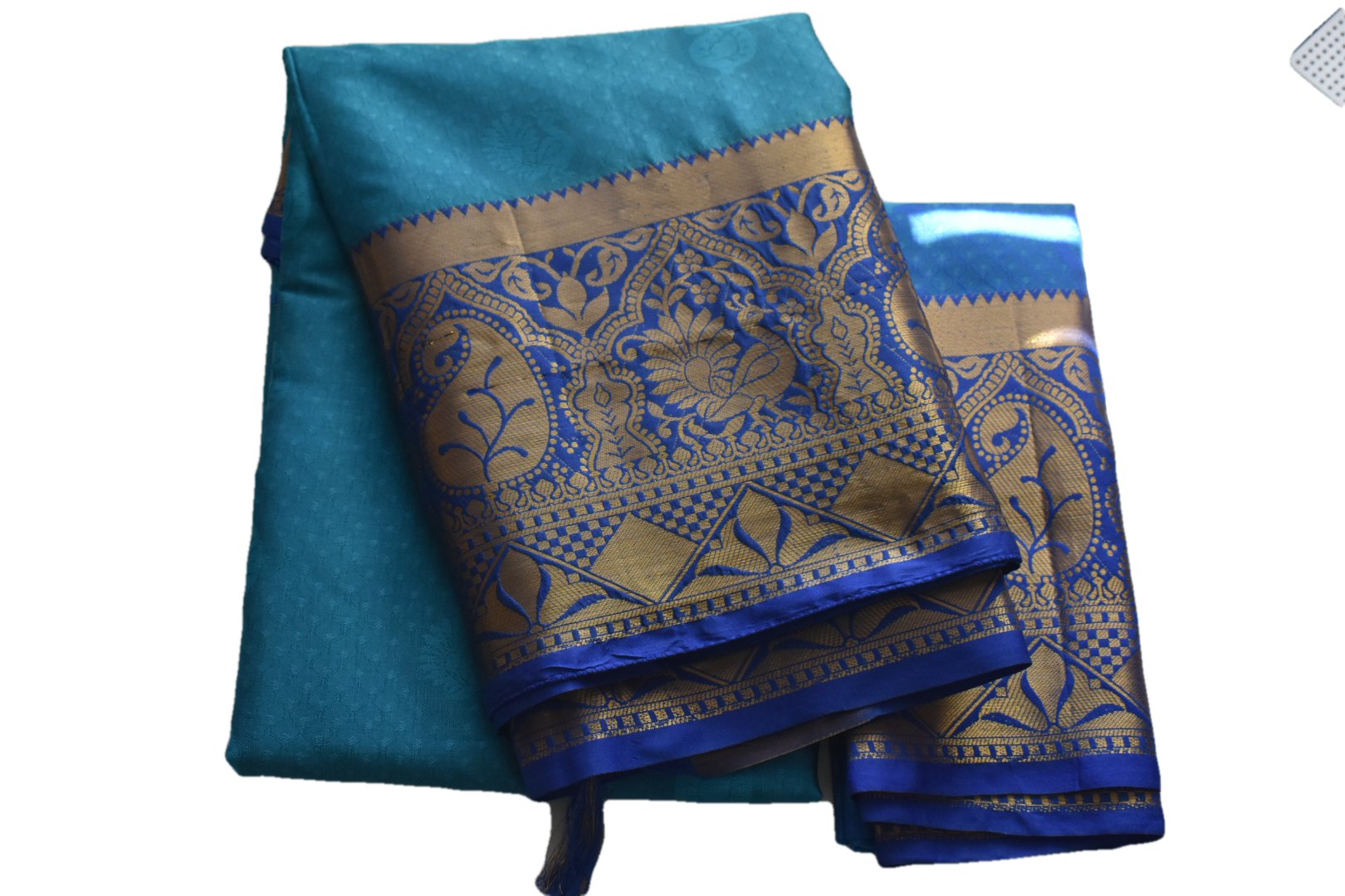 BLUE COLOR - SILK HANDLOOM SAREE GOLD SILK THREAD WORK