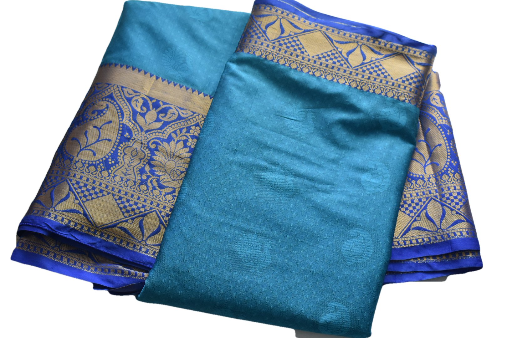 BLUE COLOR - SILK HANDLOOM SAREE GOLD SILK THREAD WORK