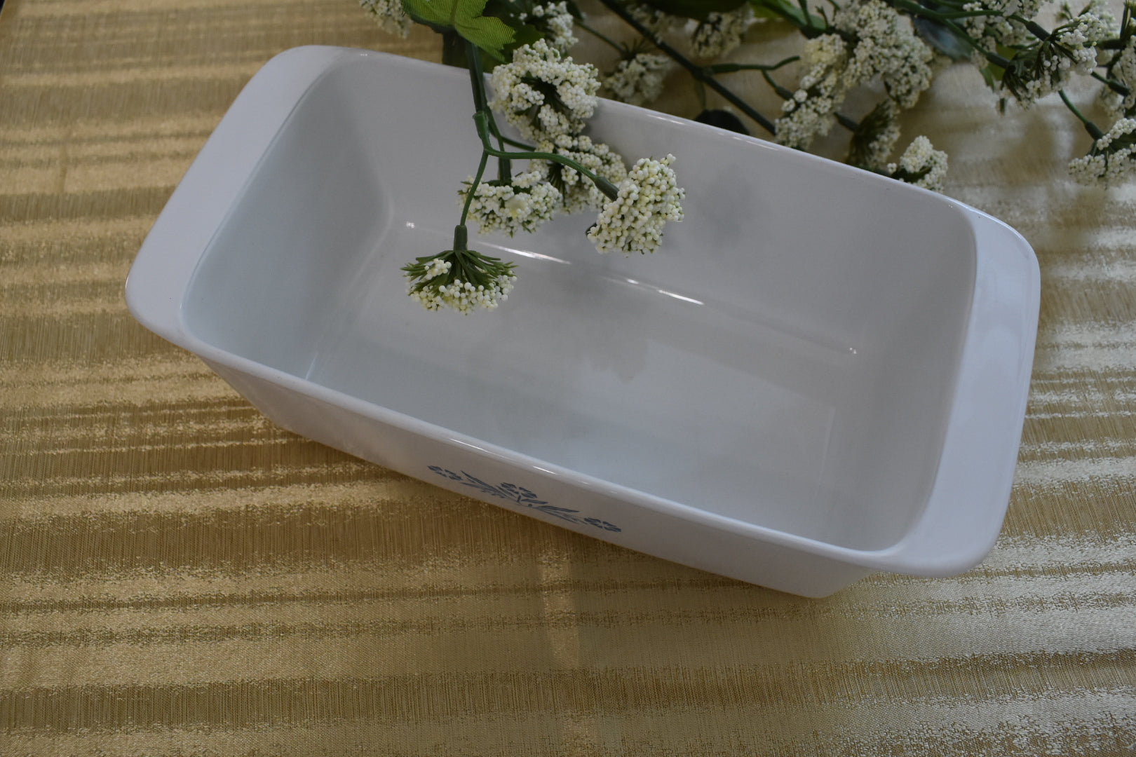 Corning ware - White Blue Corn Flower - Corning ware Casserole Bread Pan - Rectangular Shape - Pre- owned