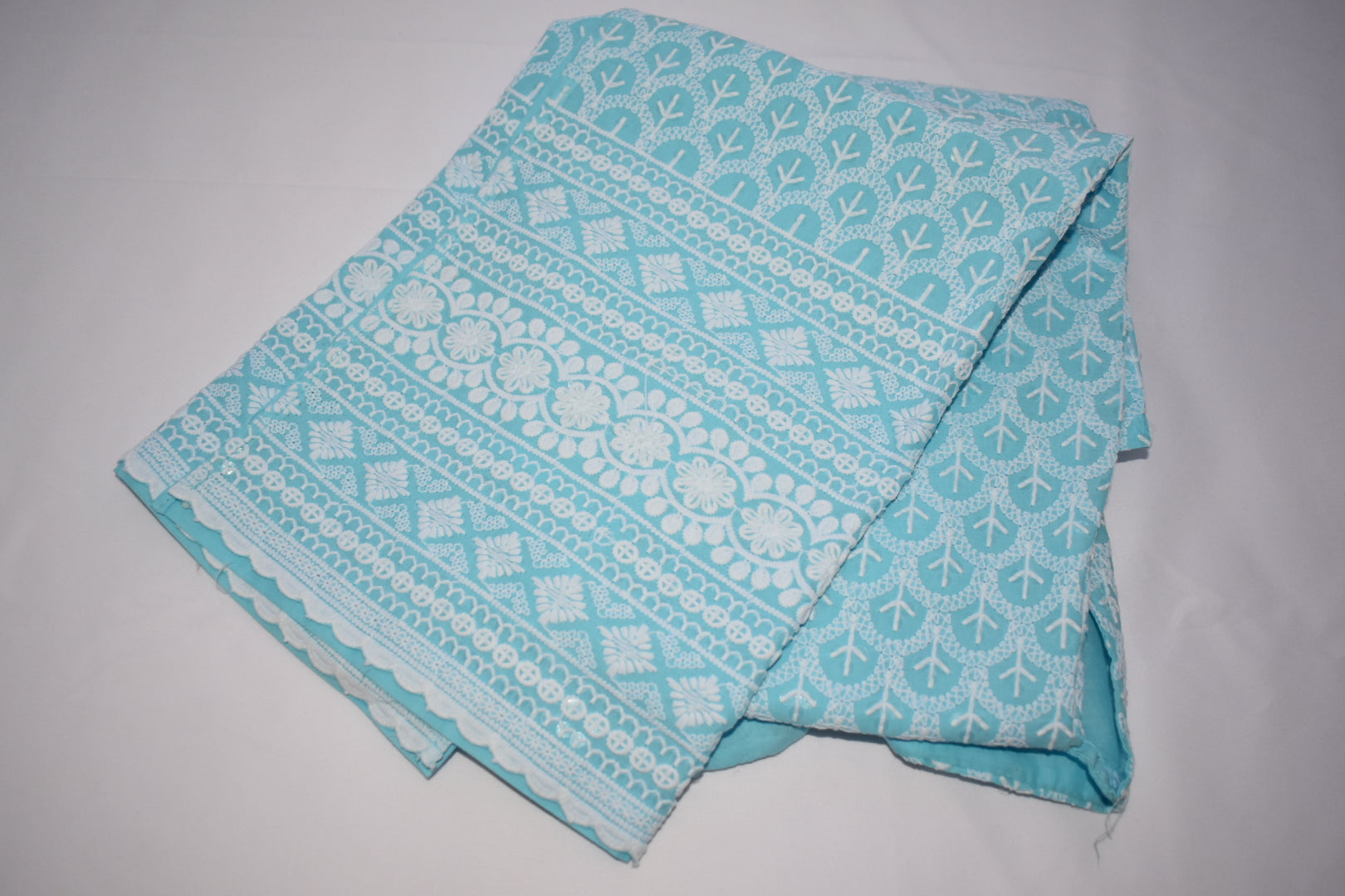 Light Blue Color - Poly Cotton Chicken work and Sequin work Kurti - Size Small/Medium - 30/32 Junior size. Big Girls size - 18 plus