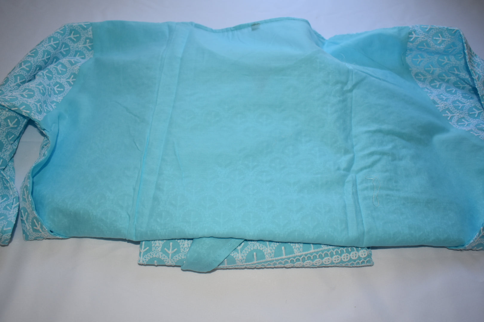 Light Blue Color - Poly Cotton Chicken work and Sequin work Kurti - Size Small/Medium - 30/32 Junior size. Big Girls size - 18 plus
