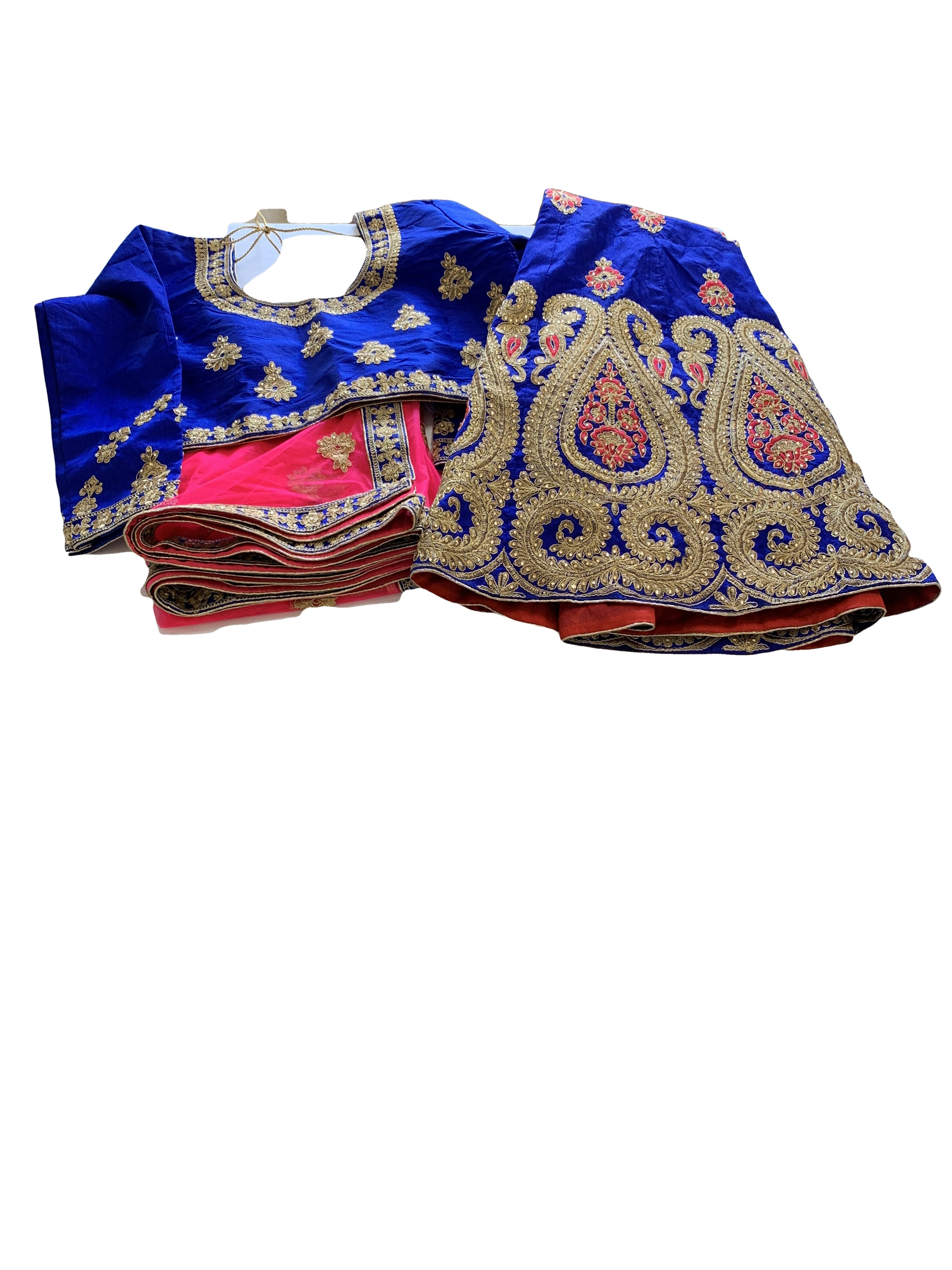 Blue Color - Satin Silk Jewel Studded, Embroidered - Traditional Classic A line Lehenga