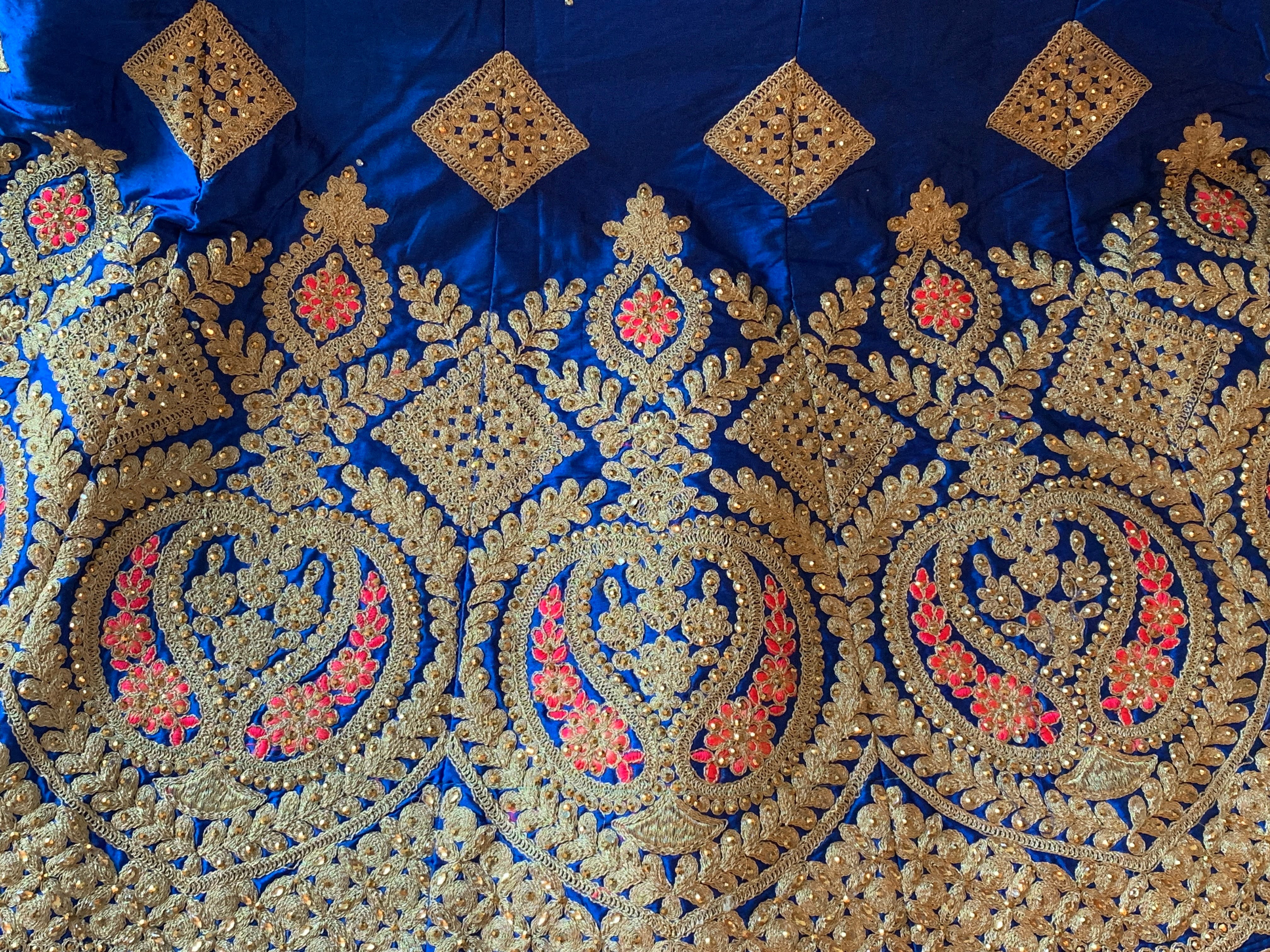 Blue Color - Raw Silk, Minakari, Embroidered - Lehenga Choli Set