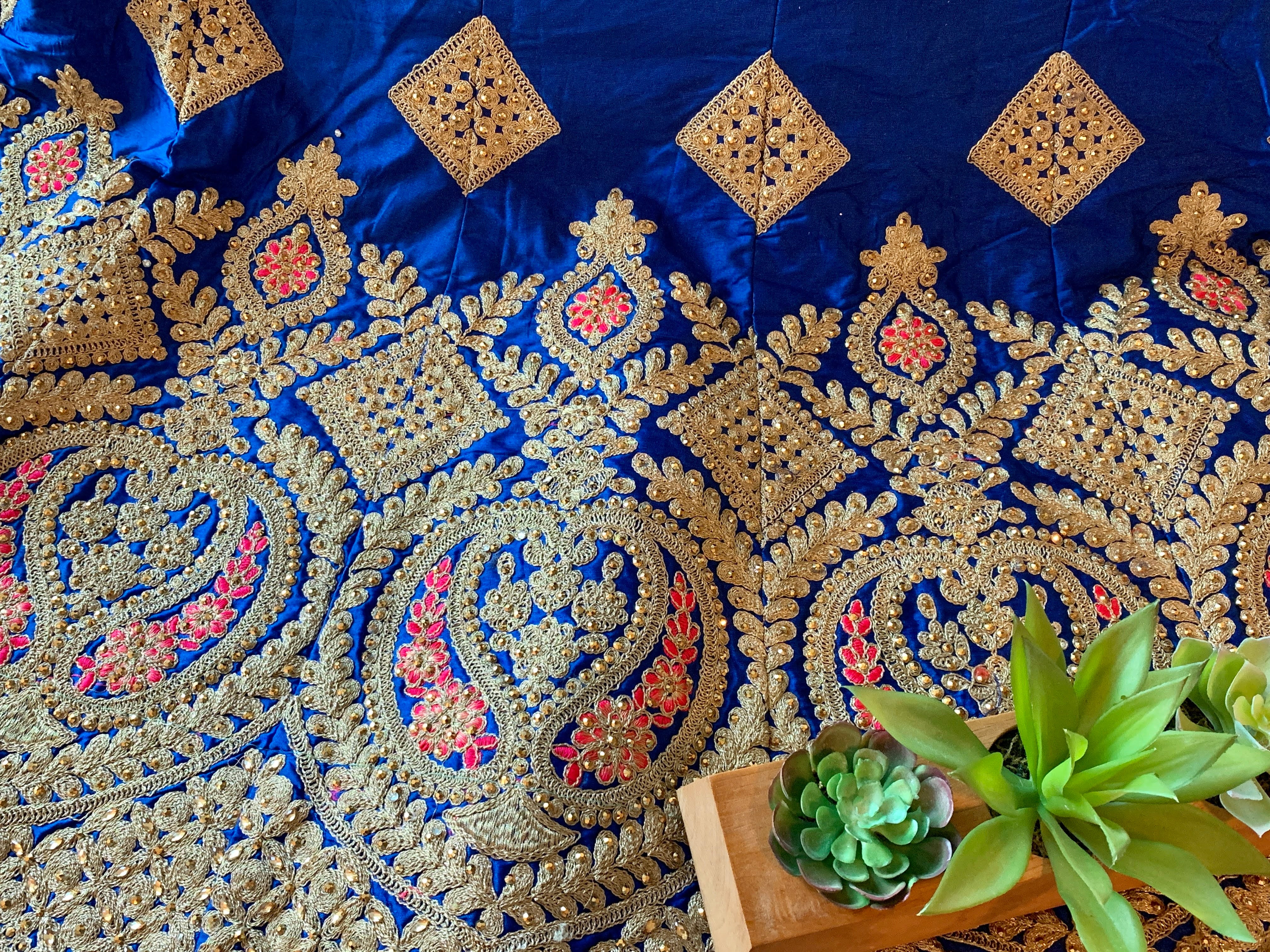 Blue Color - Raw Silk, Minakari, Embroidered - Lehenga Choli Set