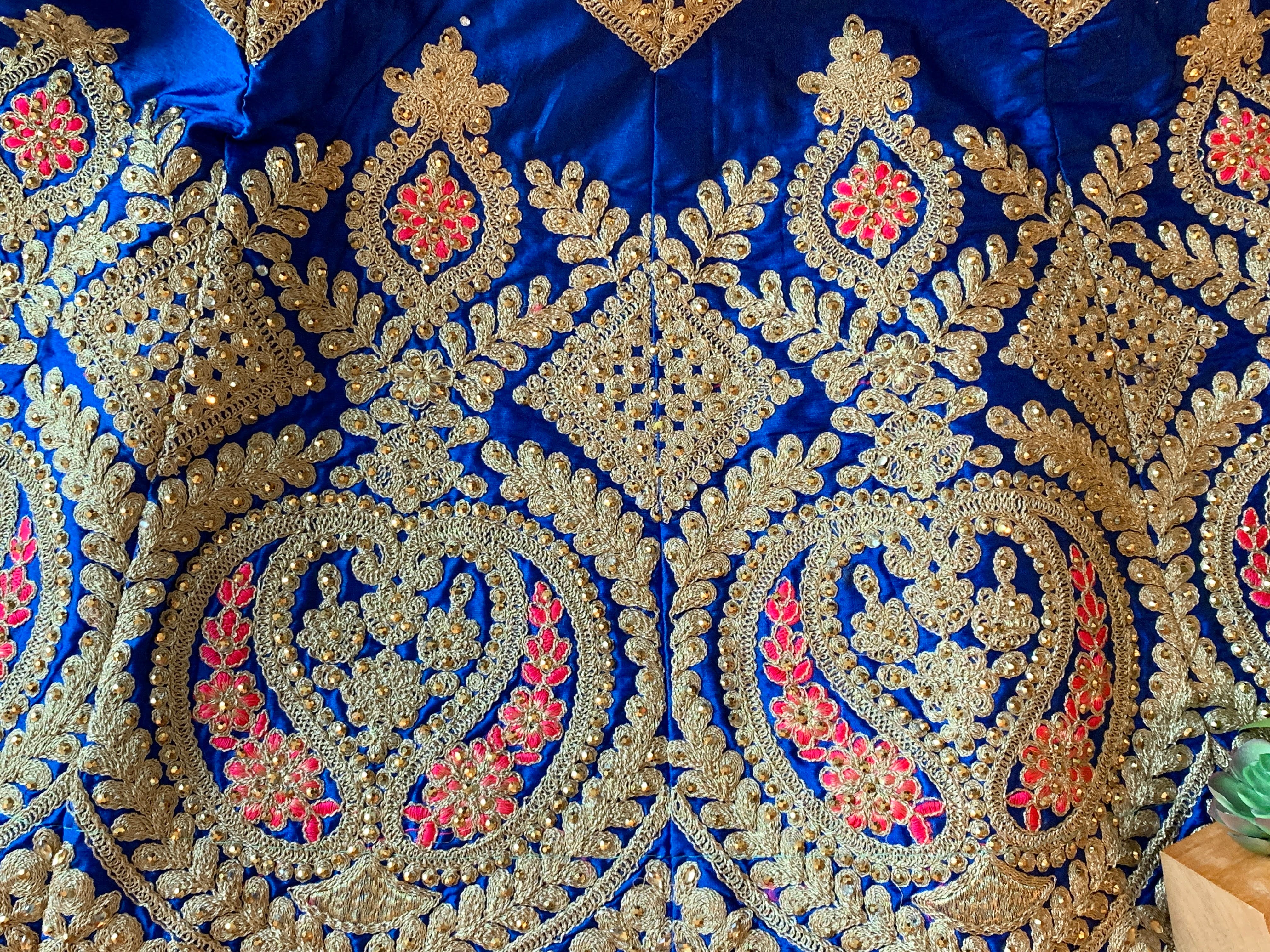 Blue Color - Raw Silk, Minakari, Embroidered - Lehenga Choli Set