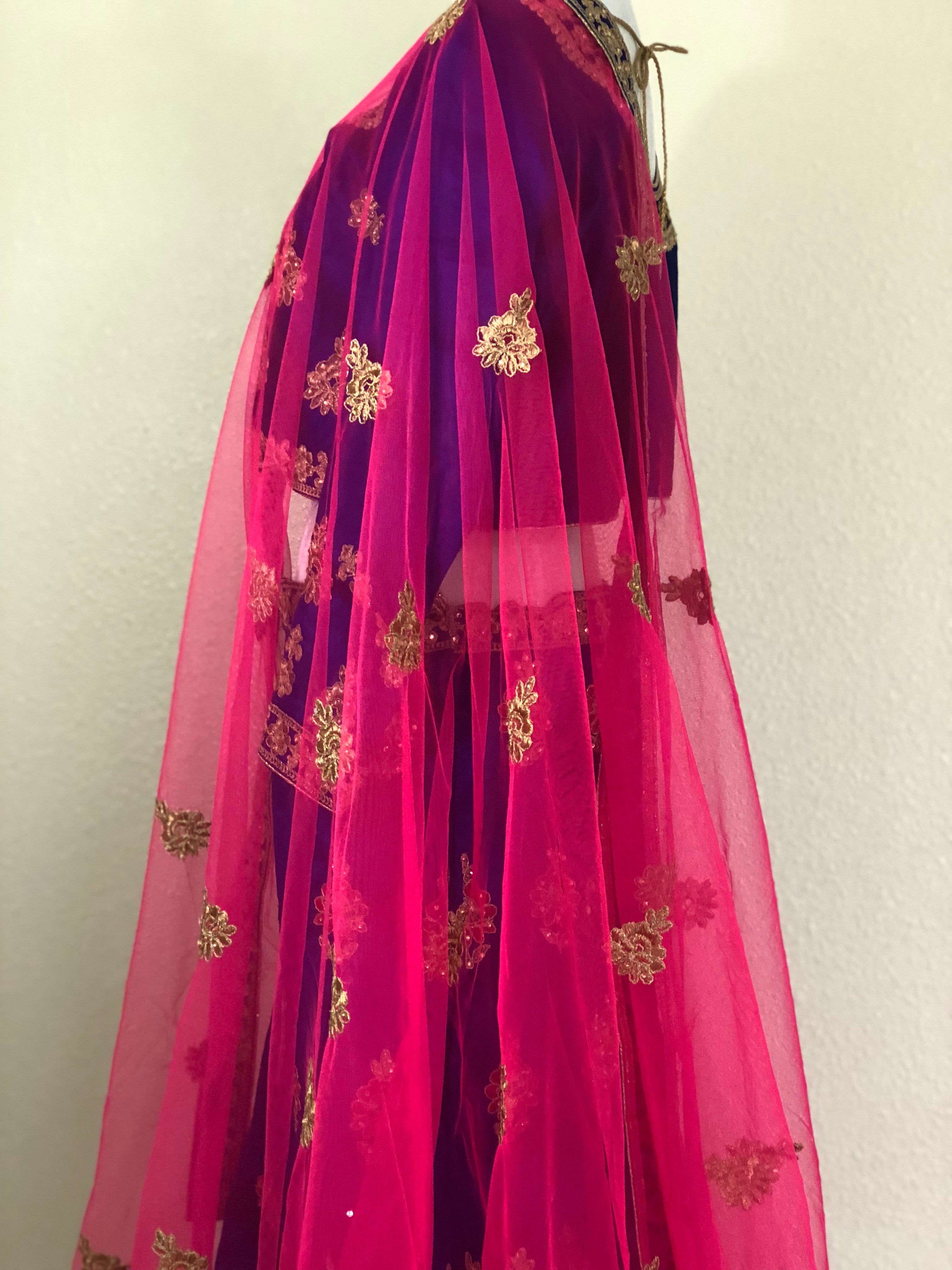 Blue Color - Satin Silk Jewel Studded, Embroidered - Traditional Classic A line Lehenga