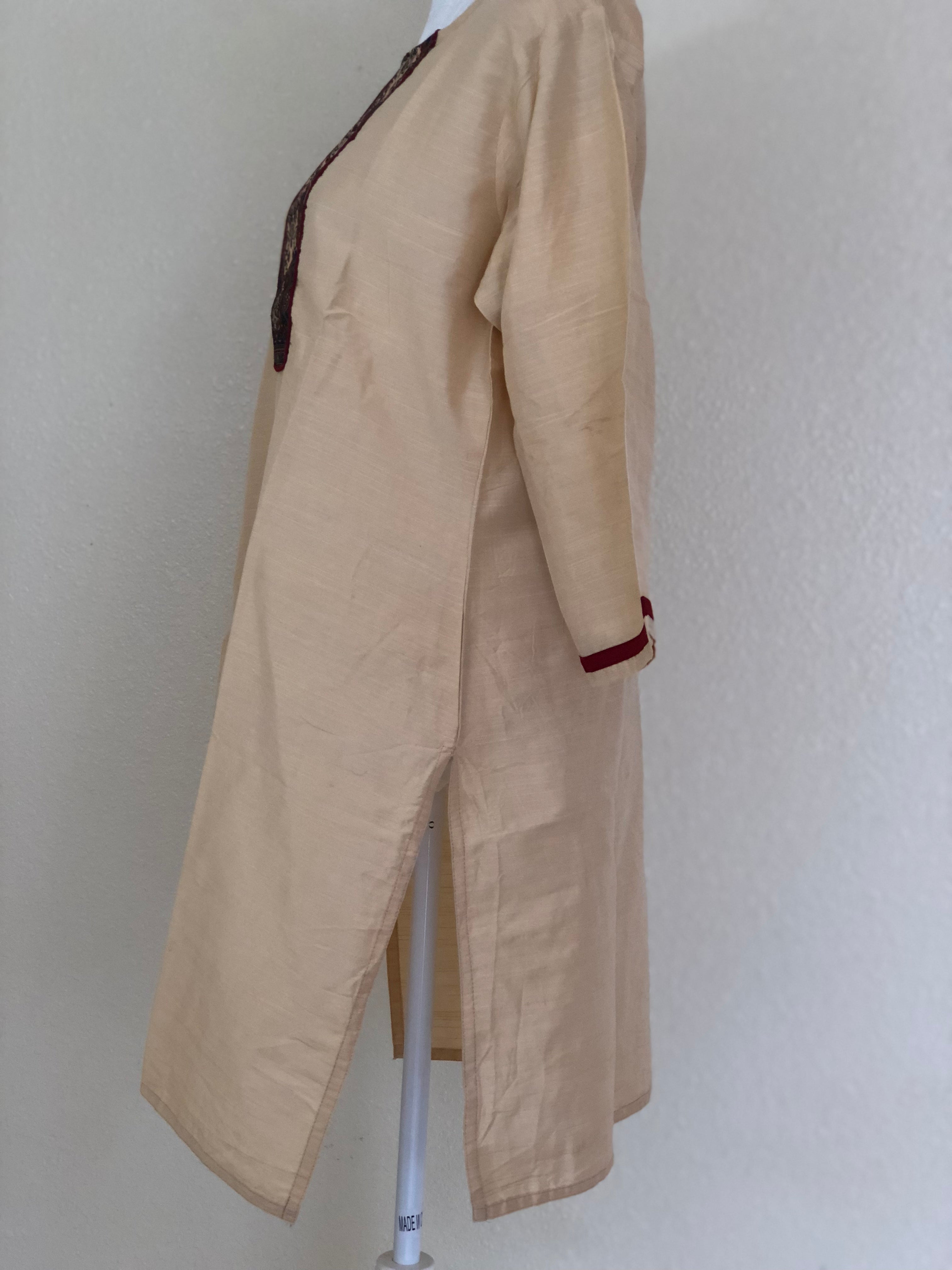 Ivory Beige Color - Raw Silk Kurti Size Small/Medium - 30/32 Junior size. Big Girls size - 18 plus