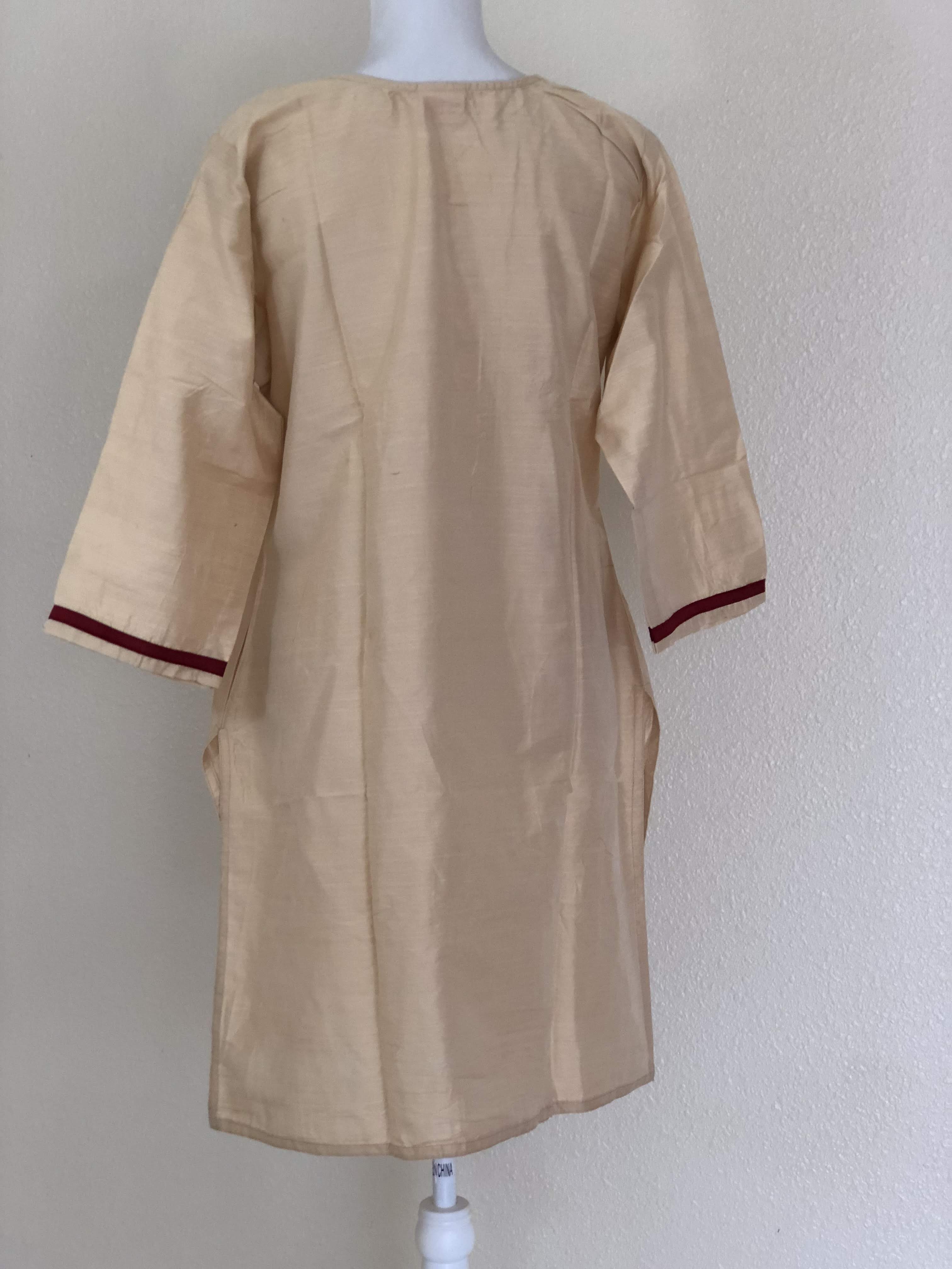 Ivory Beige Color - Raw Silk Kurti Size Small/Medium - 30/32 Junior size. Big Girls size - 18 plus