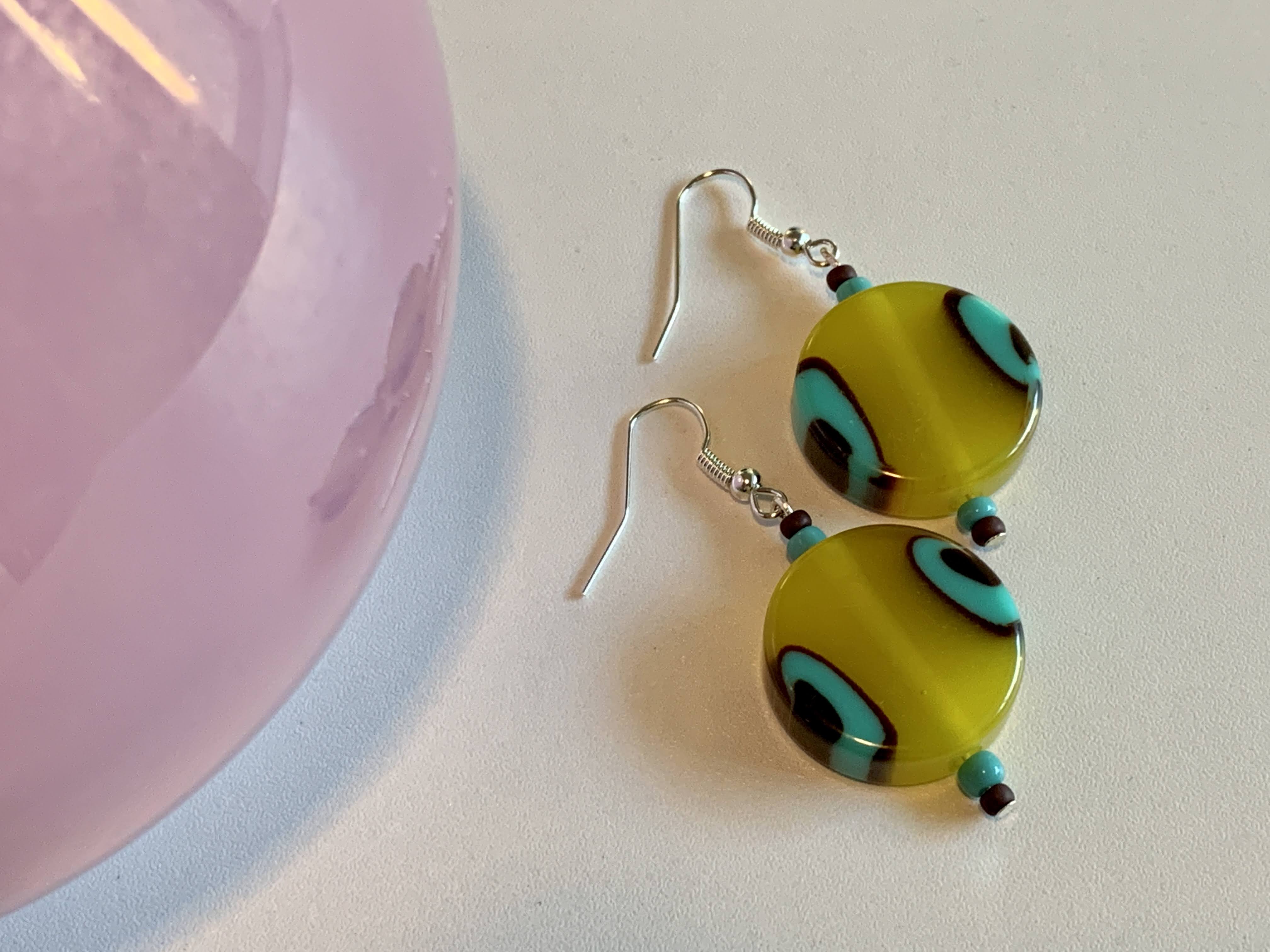 Yellow Color Acrylic Bead - Boho Earrings