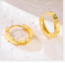 18k Pure Gold Earring Luxury Hoop huggie earrings Light weight. Made to order