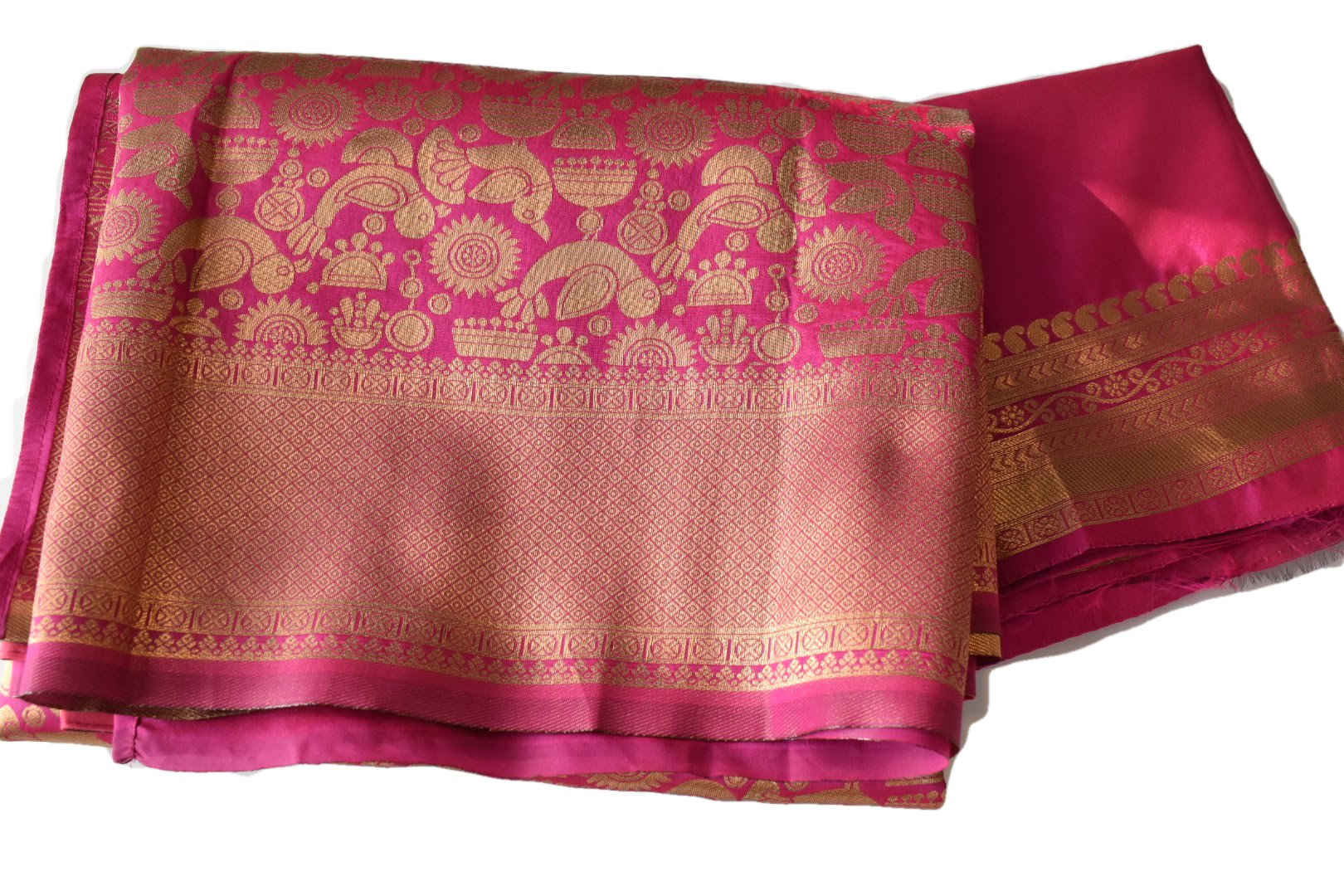 Purple Color - Banarasi Silk Saree - Peacock, Bird, Floral Shiny Silk Zari Embroidery