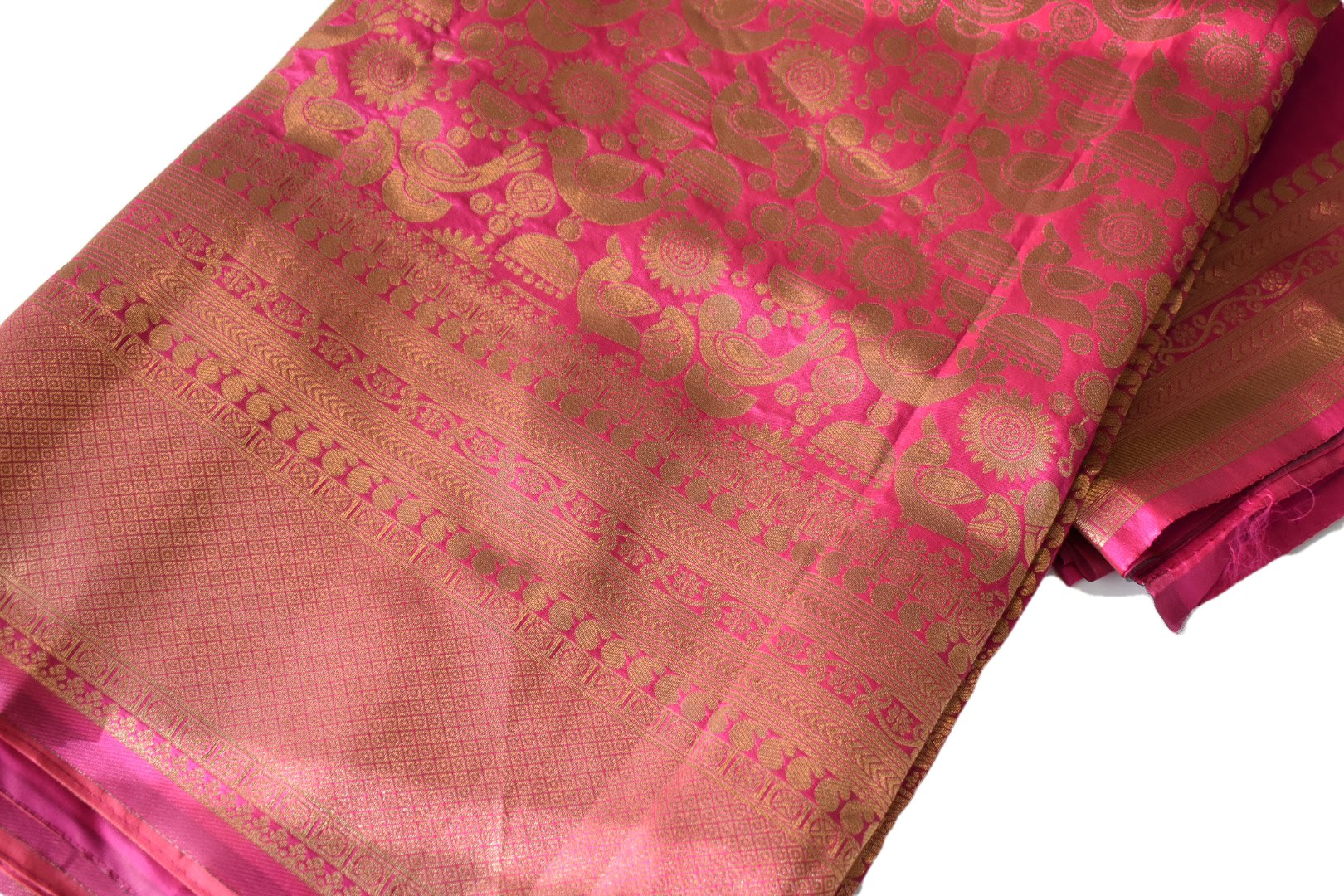 Purple Color - Banarasi Silk Saree - Peacock, Bird, Floral Shiny Silk Zari Embroidery