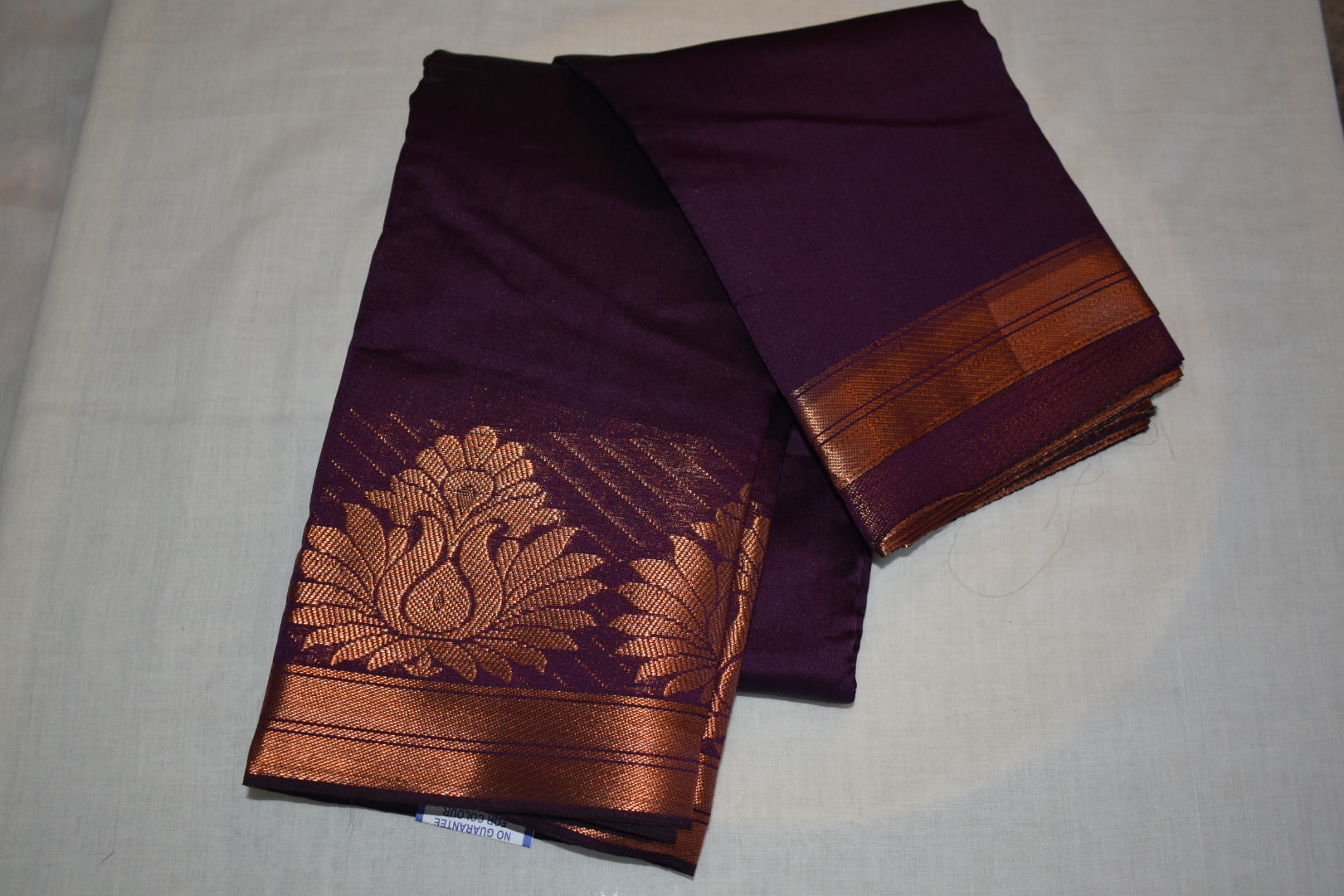 Purple Color -Silk Saree with Rose Gold Zari Silk Thread border - Copper/ Rose Gold