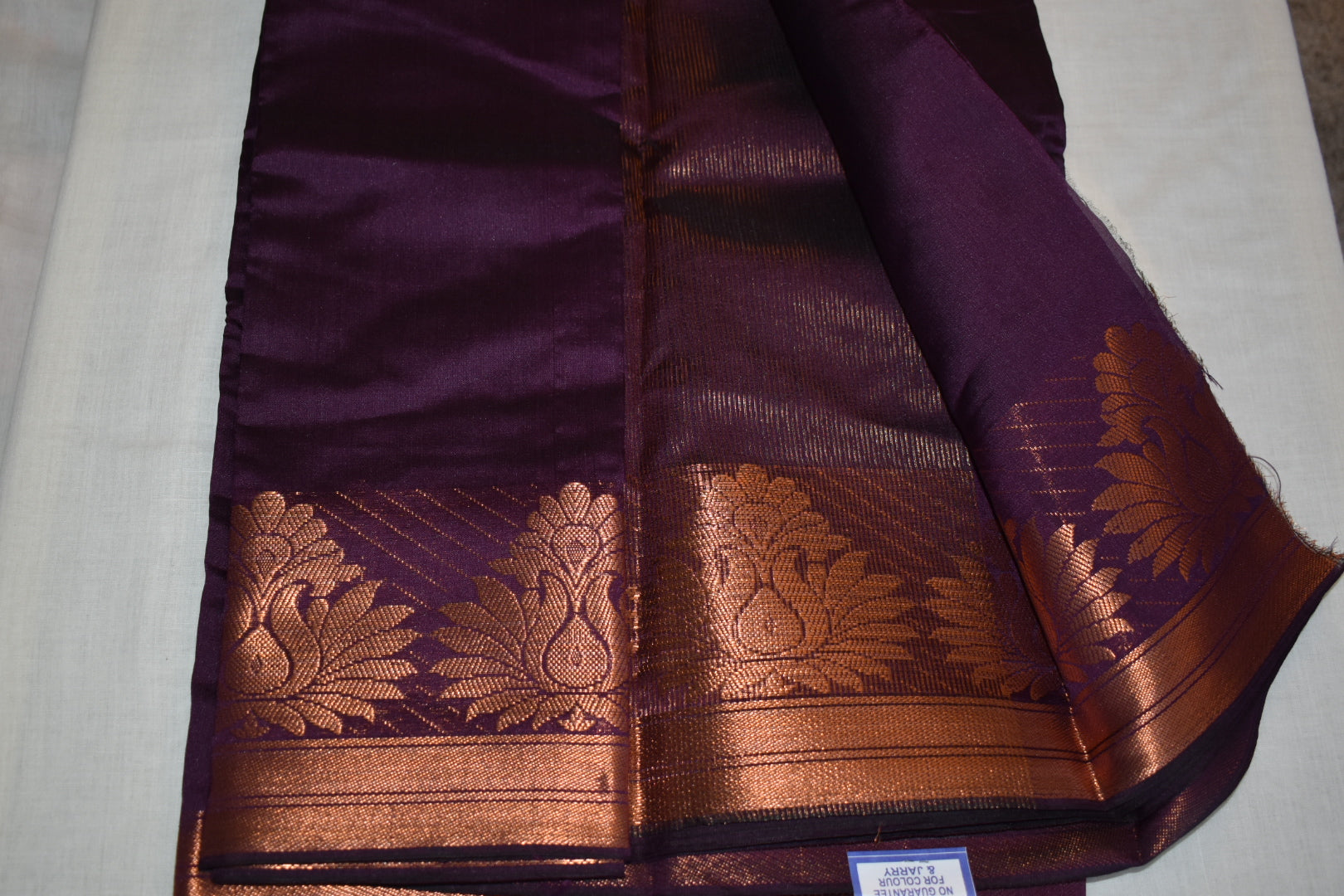 Purple Color -Silk Saree with Rose Gold Zari Silk Thread border - Copper/ Rose Gold