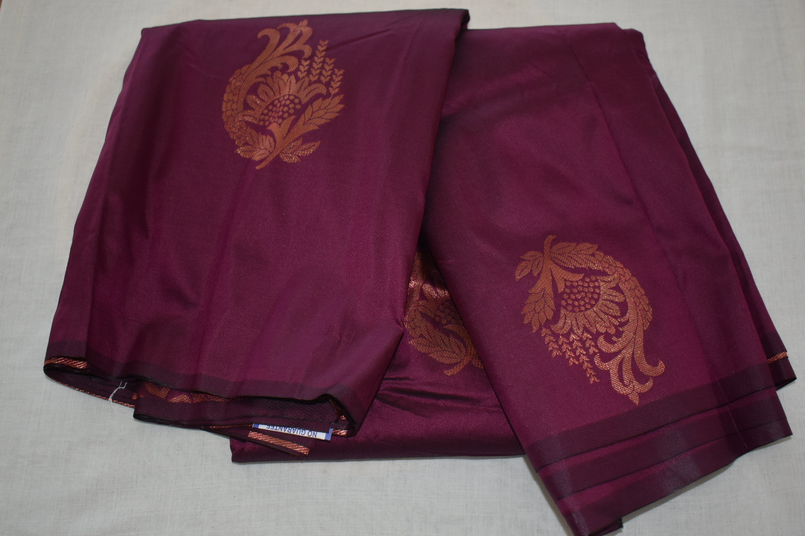Purple Color - Silk Saree with  Zari Silk Thread border and Pallu - Copper/ Rose Gold