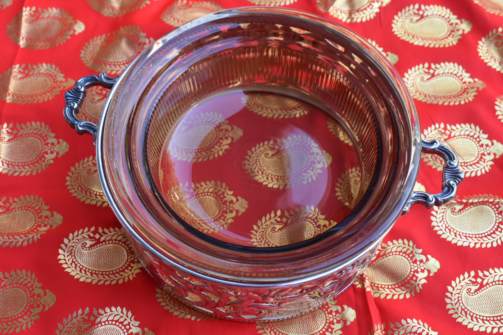 Silver Plated Mid Century - Serving Dish and Lid - With Glass Casserole