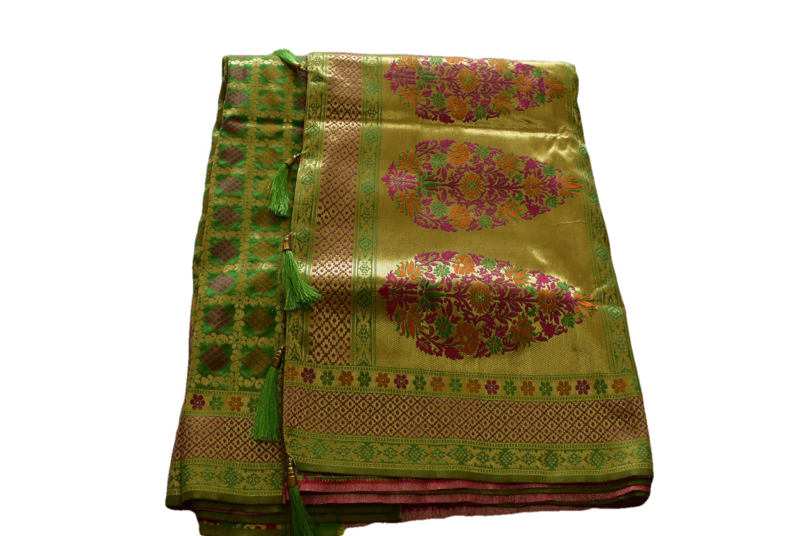 Green IV Color - Silk Kanjipuram Saree  - Silk Zari Thread - Contrast Border