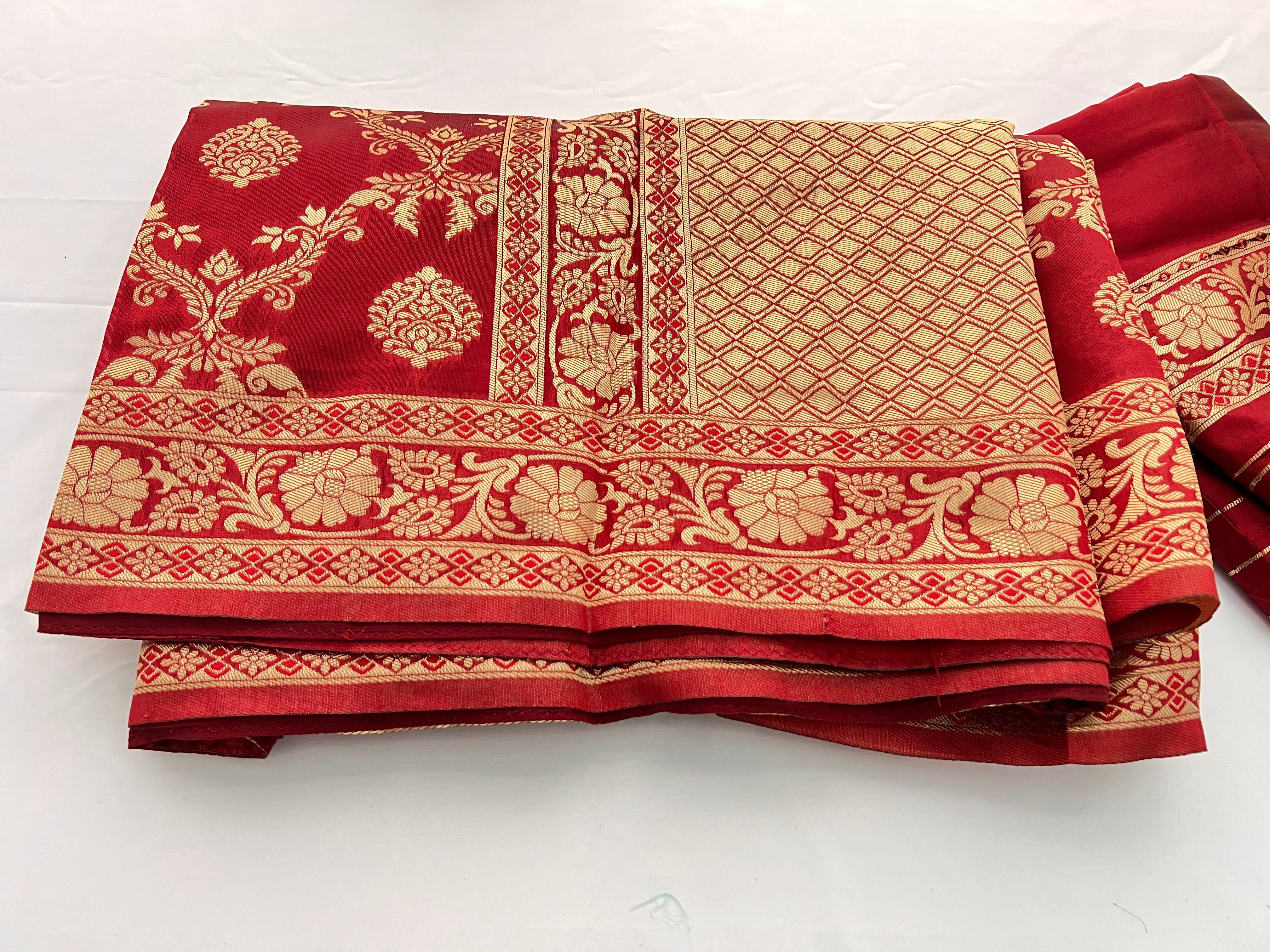 Maroon Color - Semi Silk Saree with Tassels - Zari Thread Work