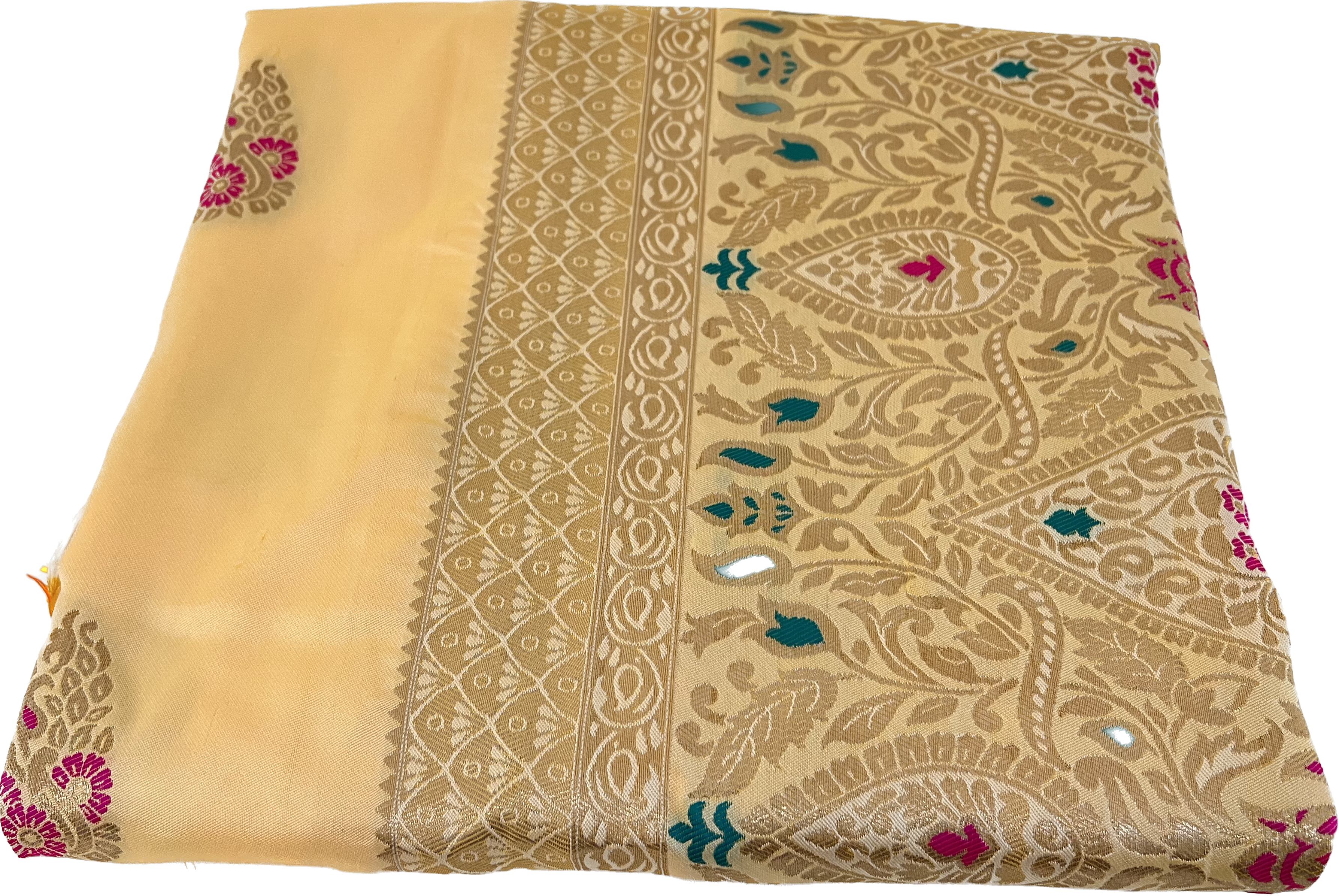 Light Yellow Color - Silk Banarsi Saree - Silk Thread Zari Work