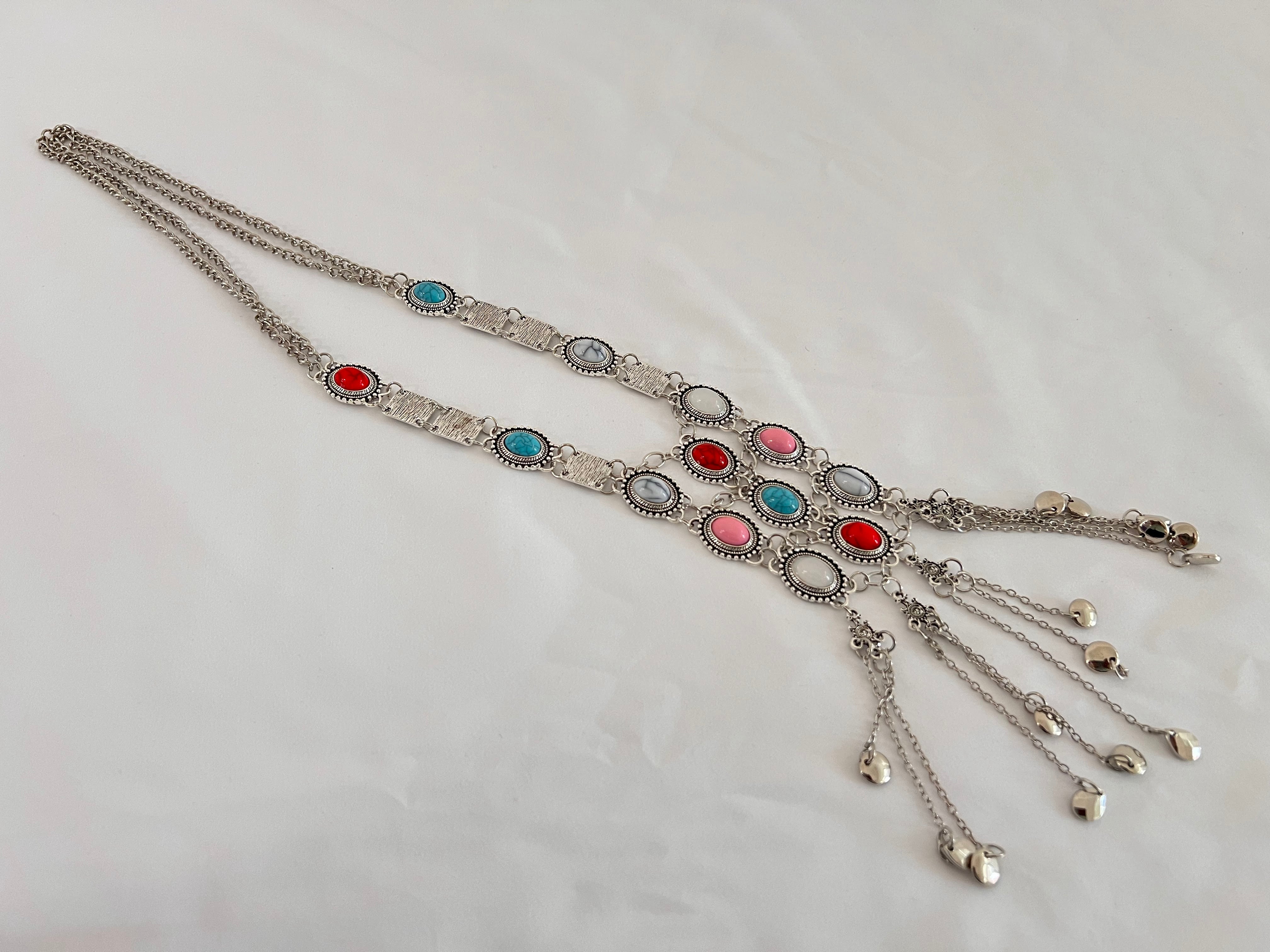 Oxidized Silver Color Necklace with colors