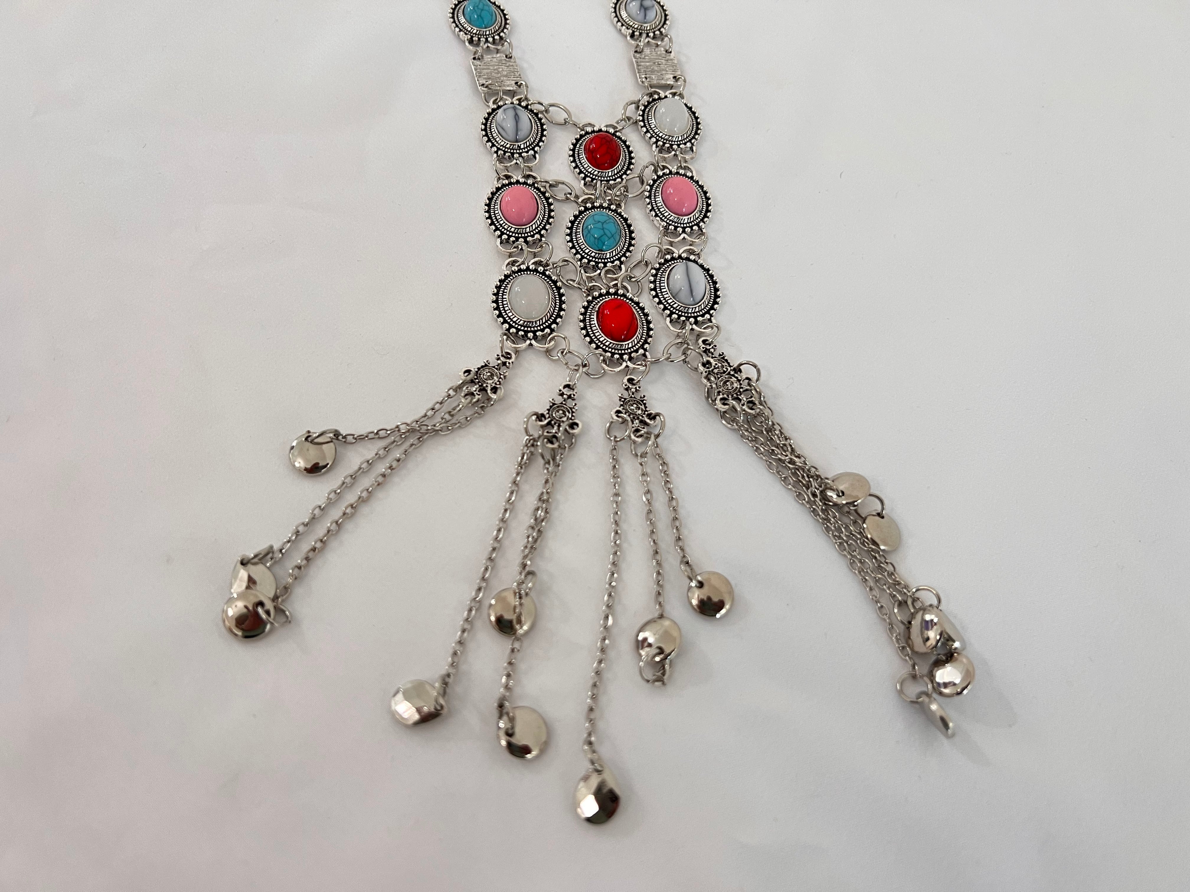 Oxidized Silver Color Necklace with colors