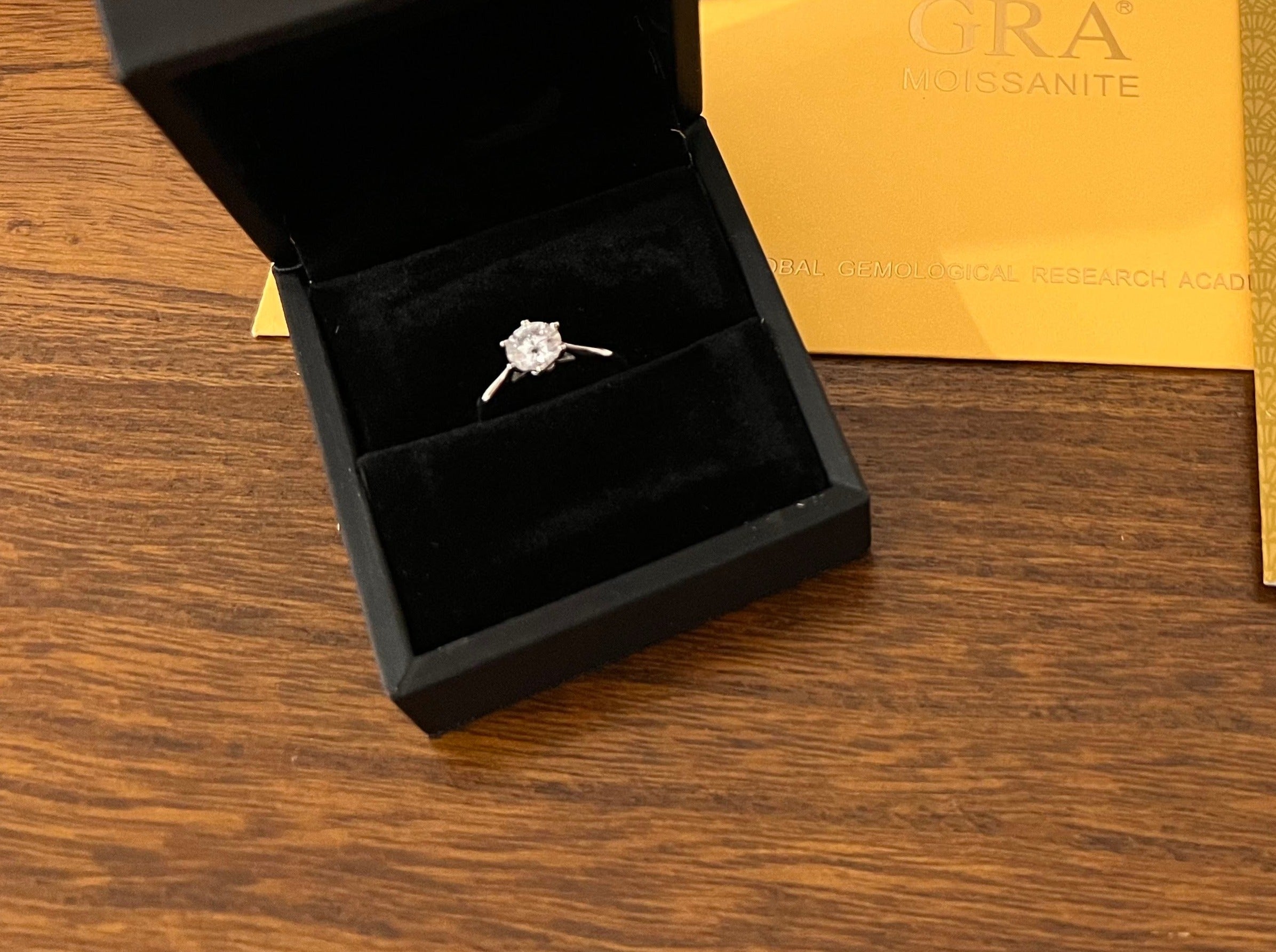 Moissanite Ring Diamond 1 Cttw Moissanite Stone GRA Certificate Ring Engagement, Birthday, Anniversary Ring