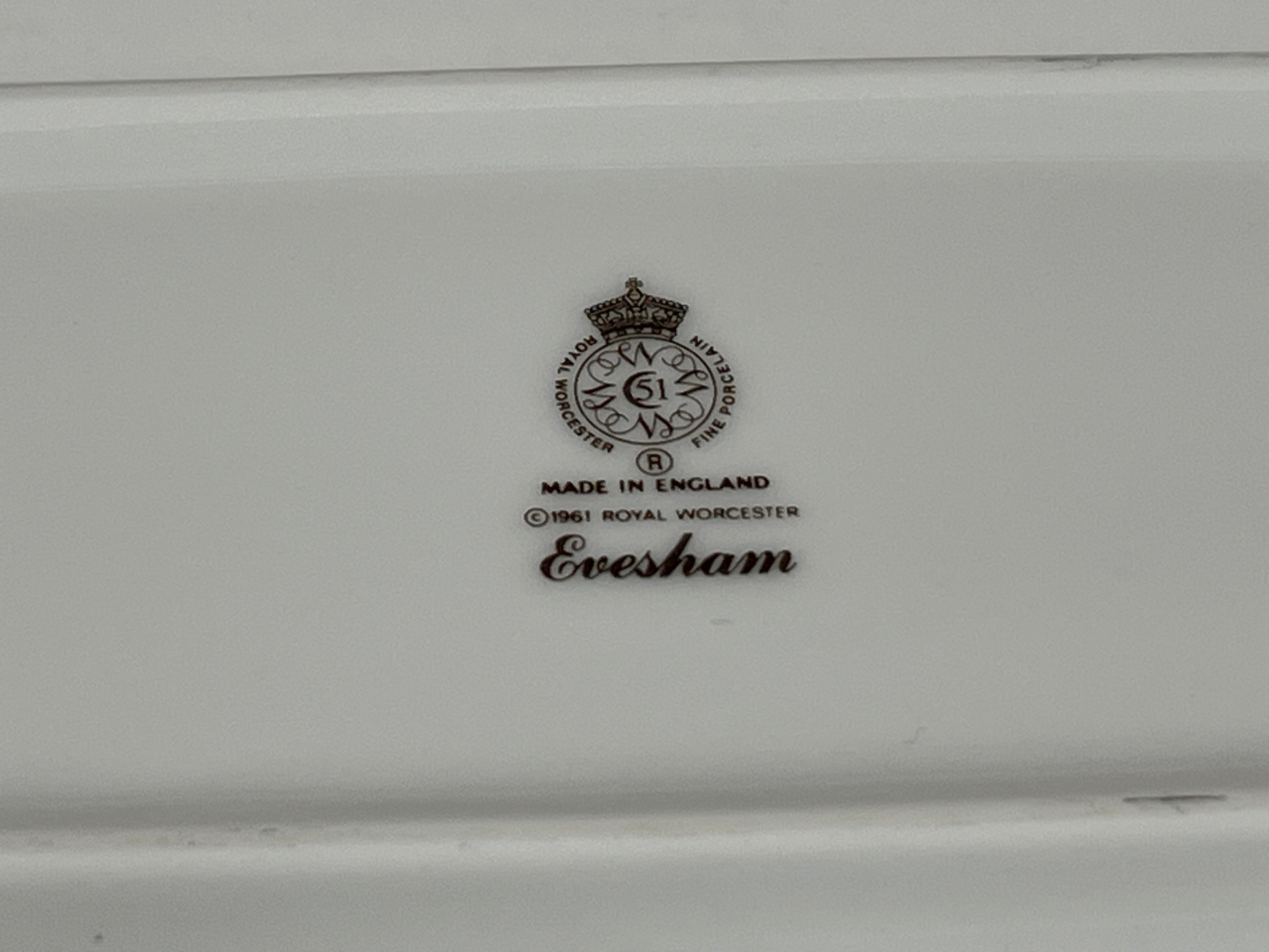 Royal Worchester Evesham Original Porcelain Fine China - Condiment Platter - Gold Trim - From England