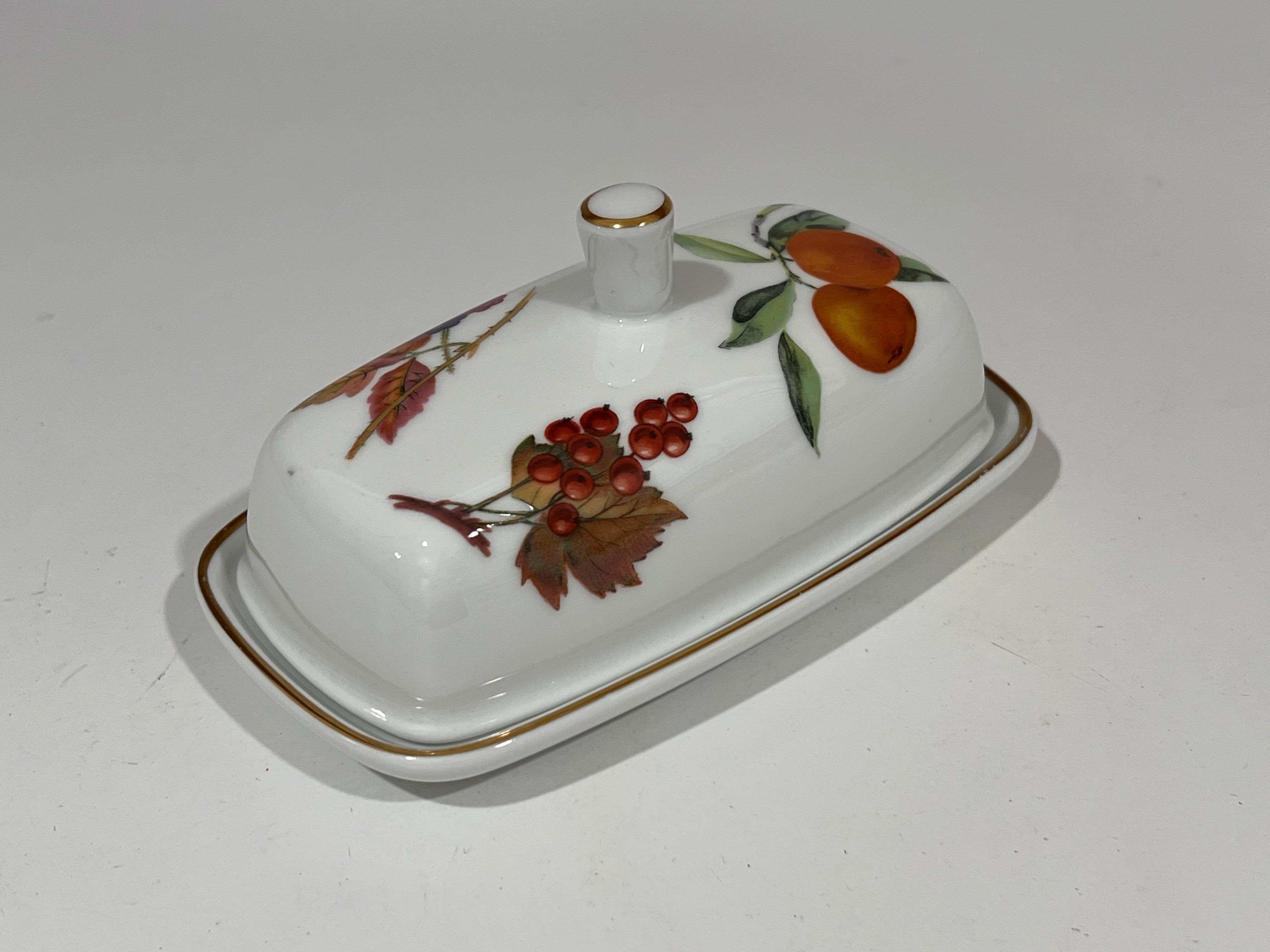 Royal Worcester Evesham Original Porcelain Fine China - Butter Dish - Gold Trim - From England