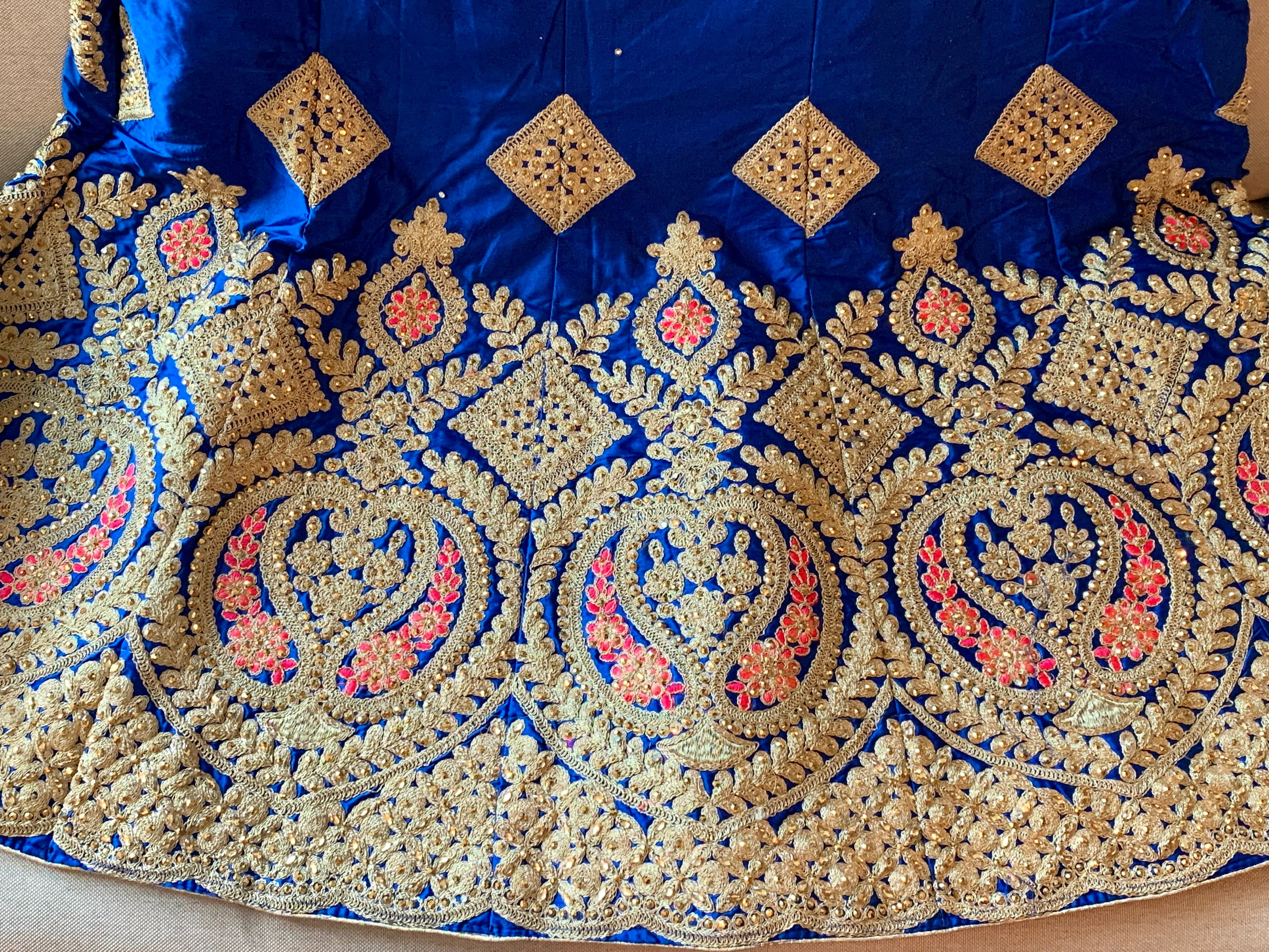Blue Color - Raw Silk, Minakari, Embroidered - Lehenga Choli Set