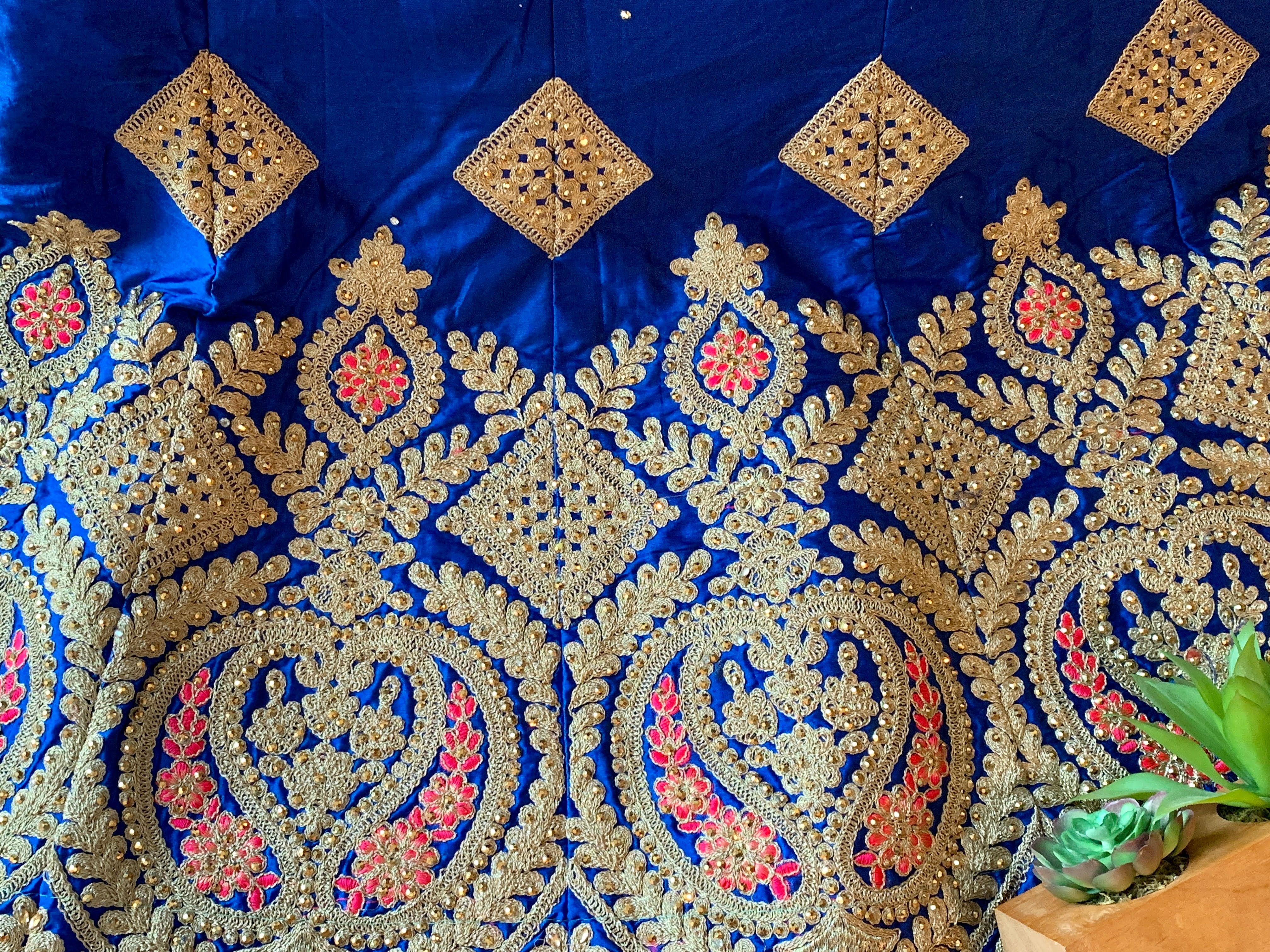 Blue Color - Raw Silk, Minakari, Embroidered - Lehenga Choli Set
