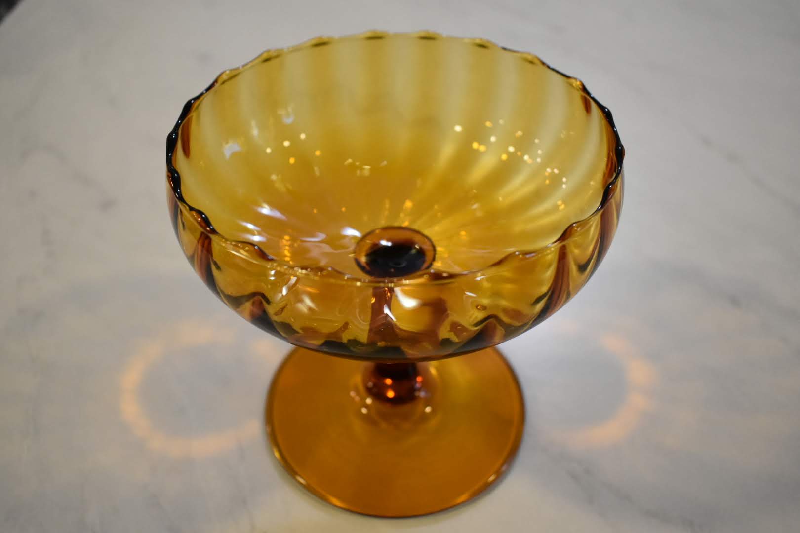 Amber Crystal Glass - Golden Yellow Color Candy Bowl - Table Home Decor