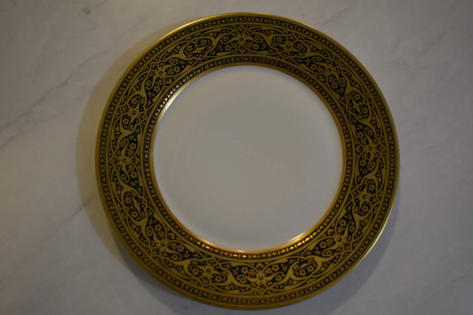 Porcelain Opaque Milk Glass  - Collectible  - Gold Hand Painted - Decor Plate