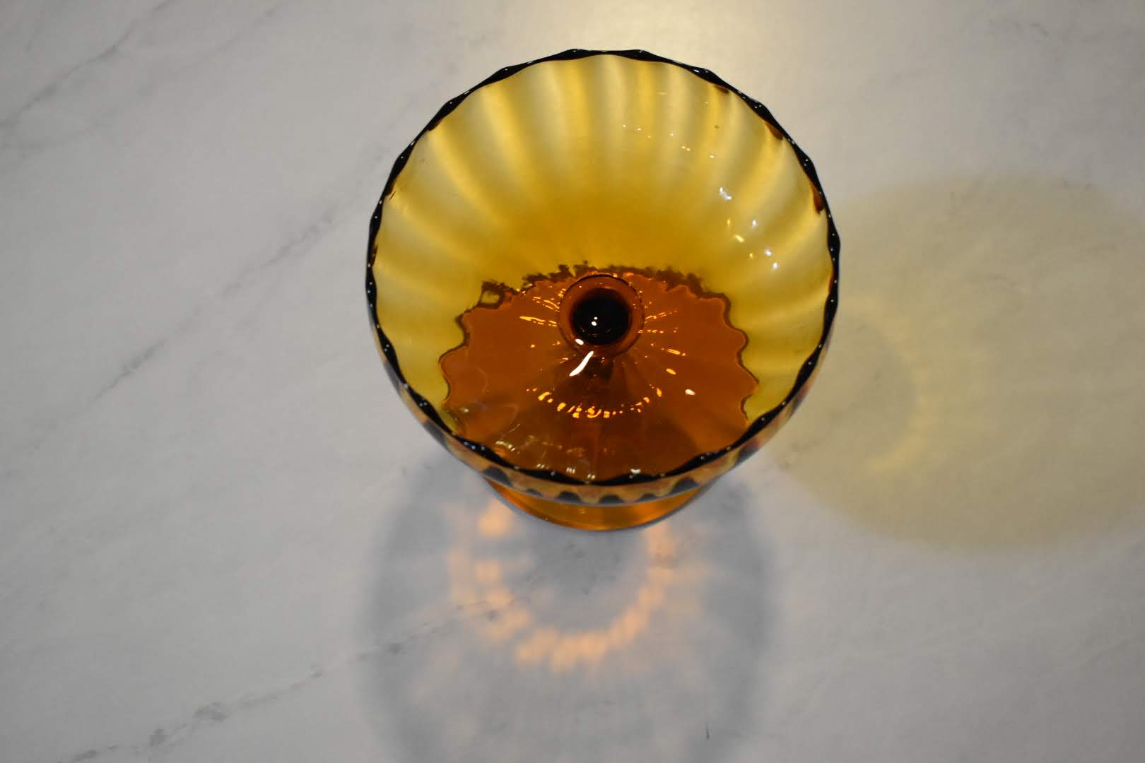 Amber Crystal Glass - Golden Yellow Color Candy Bowl - Table Home Decor