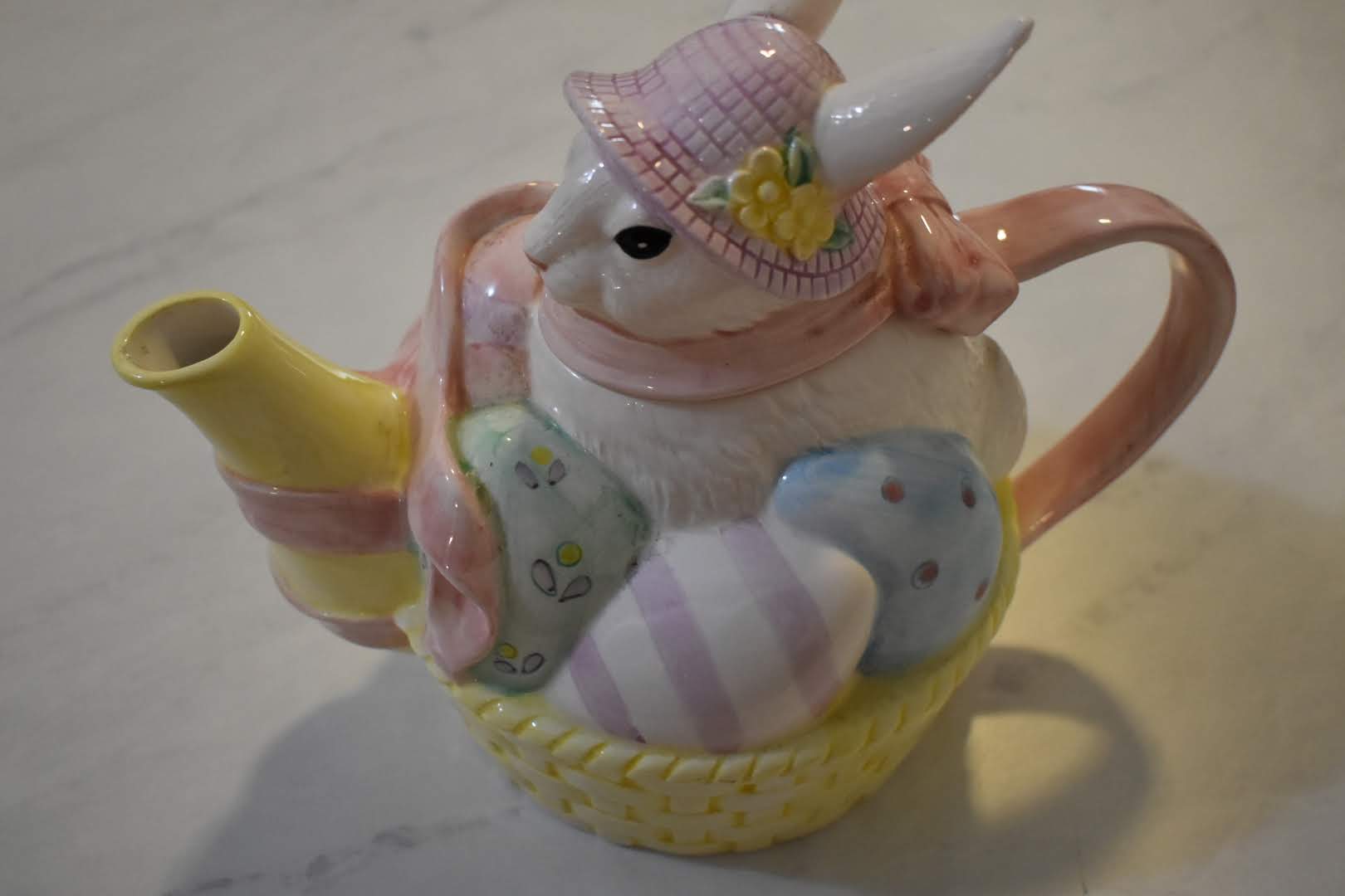 Pastel Easter Bunny - Mid Century Tea Pot - Ceramic - Home Decor