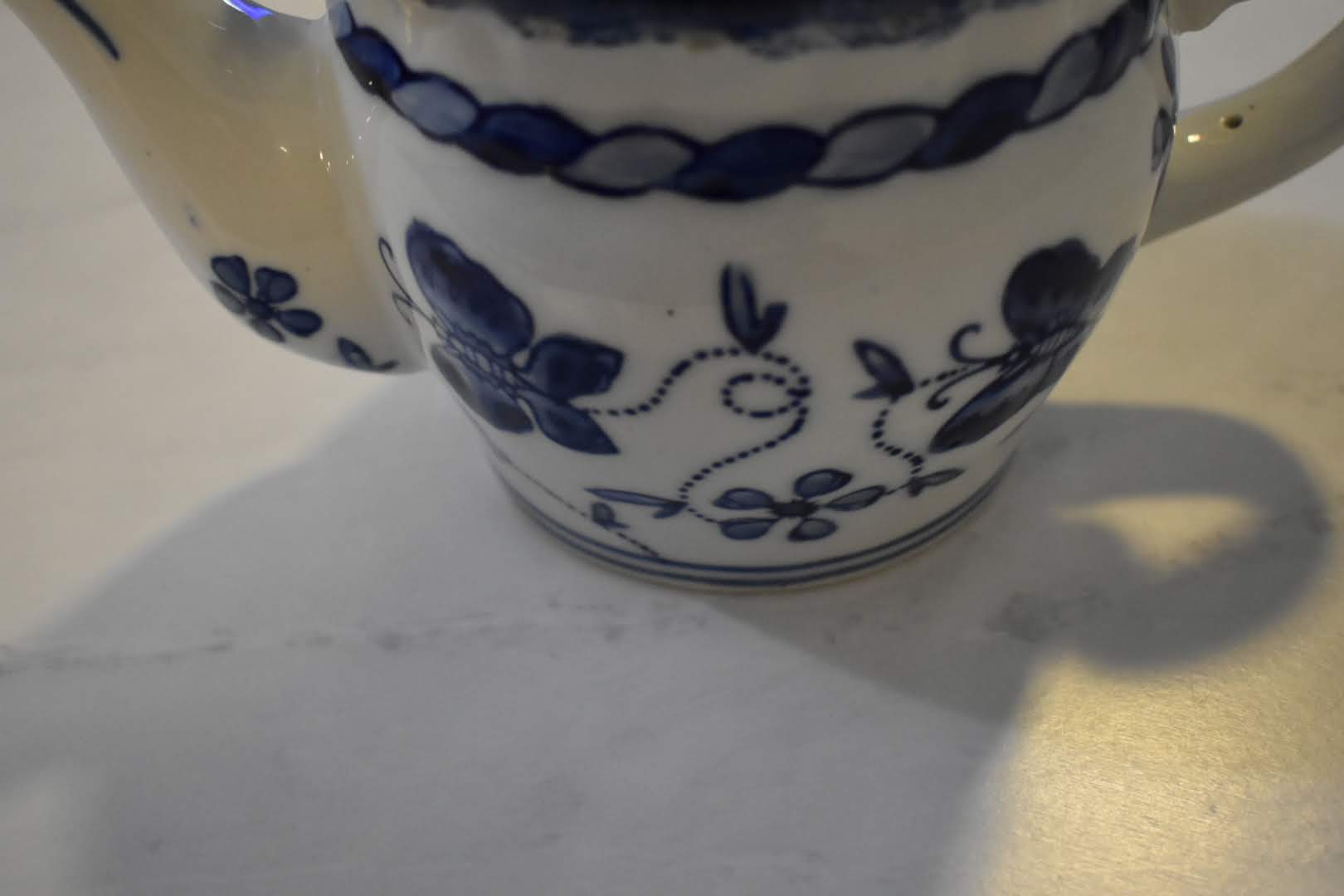 Blue White Floral Design - Ceramic Porcelain Oriental - Mid Century Small Teapot - Wall Decor - Table Decor