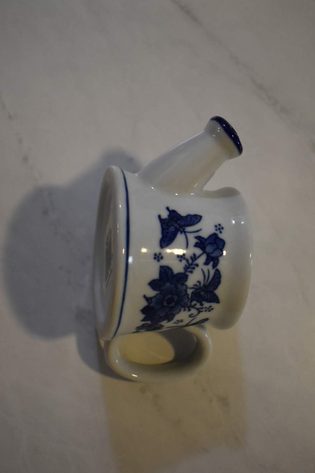 Blue White Floral Design - Ceramic Porcelain Oriental - Mid Century Mini Watering Can - Wall Decor - Table Decor