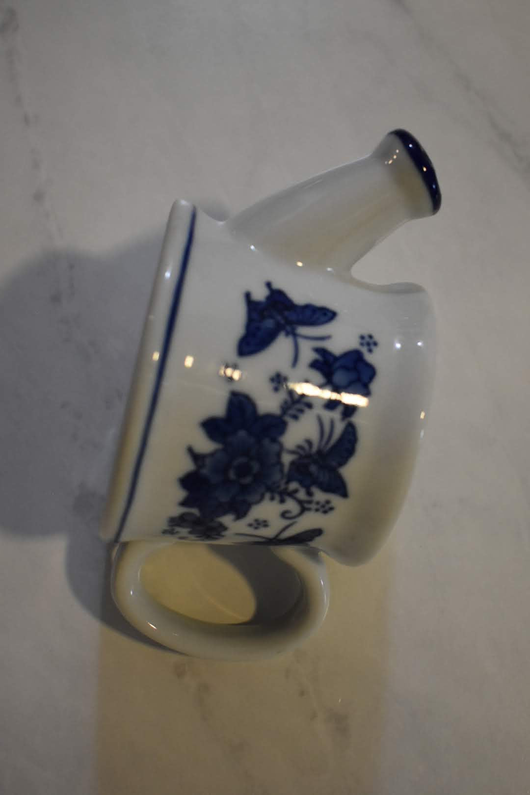 Blue White Floral Design - Ceramic Porcelain Oriental - Mid Century Mini Watering Can - Wall Decor - Table Decor