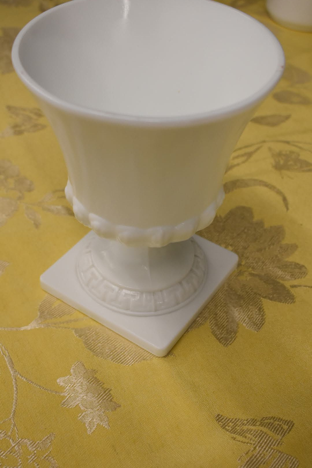 Porcelain Milk Glass - Collectible - Succulent plant Vase, Pedestal Chocolate Bowl - Stripped pattern