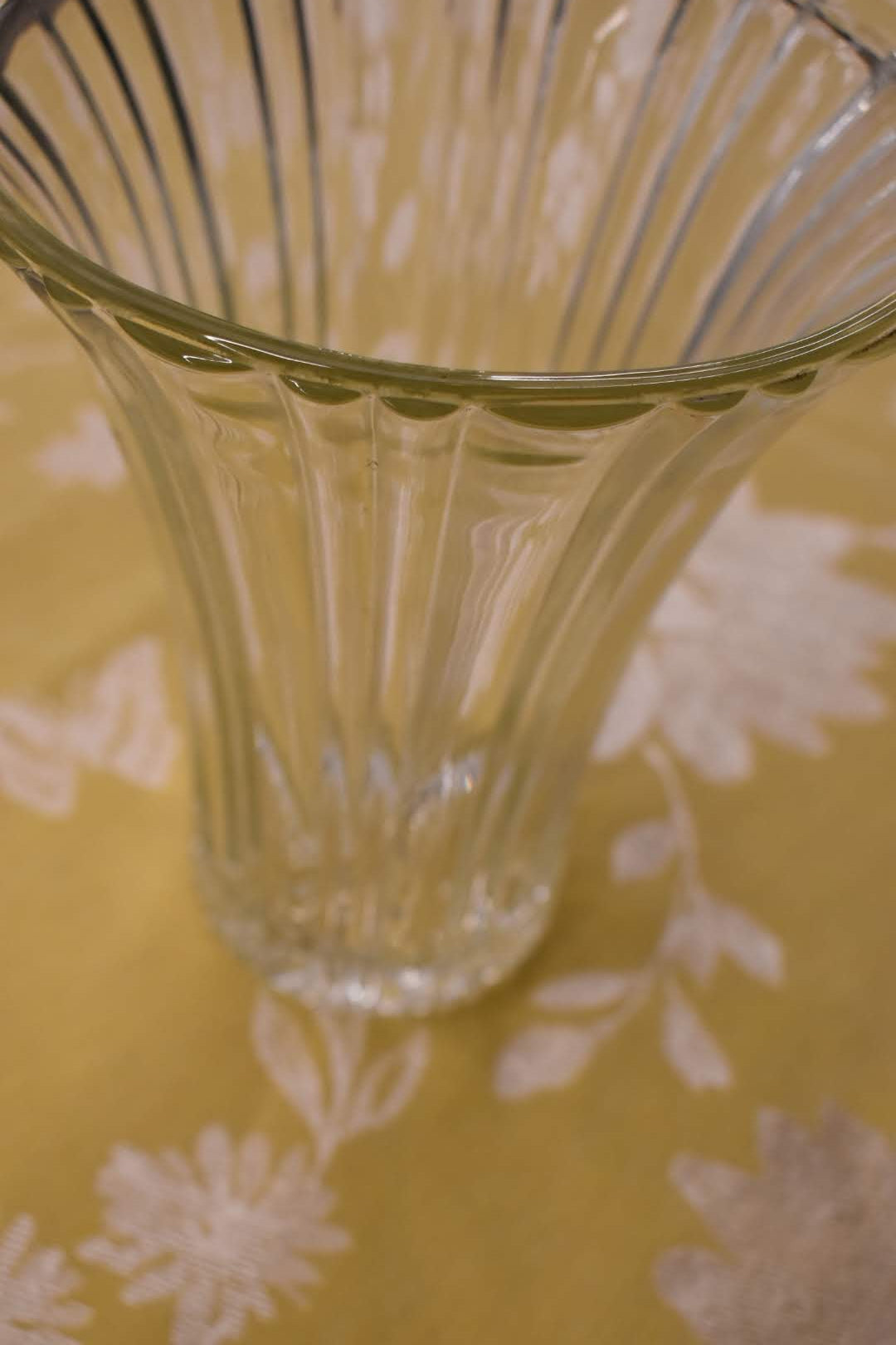 Vintage Clear Thick Glass - Mid Century Vase - Ribbed Design