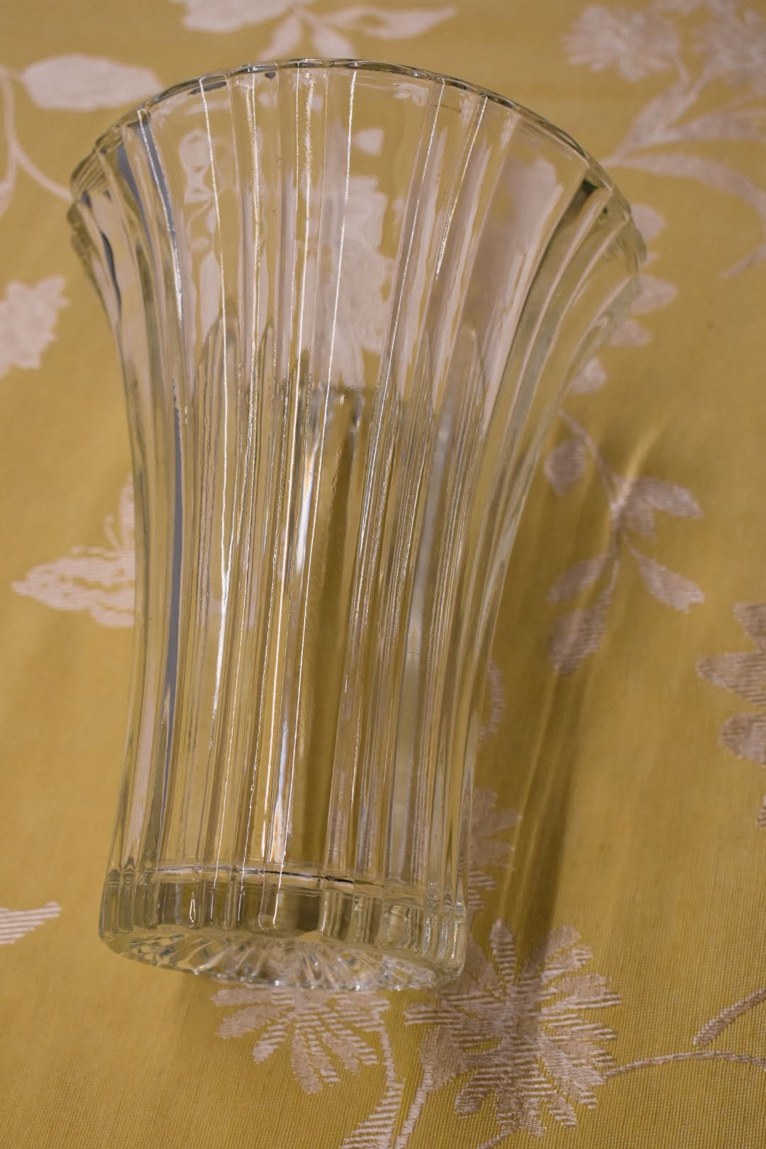 Vintage Clear Thick Glass - Mid Century Vase - Ribbed Design