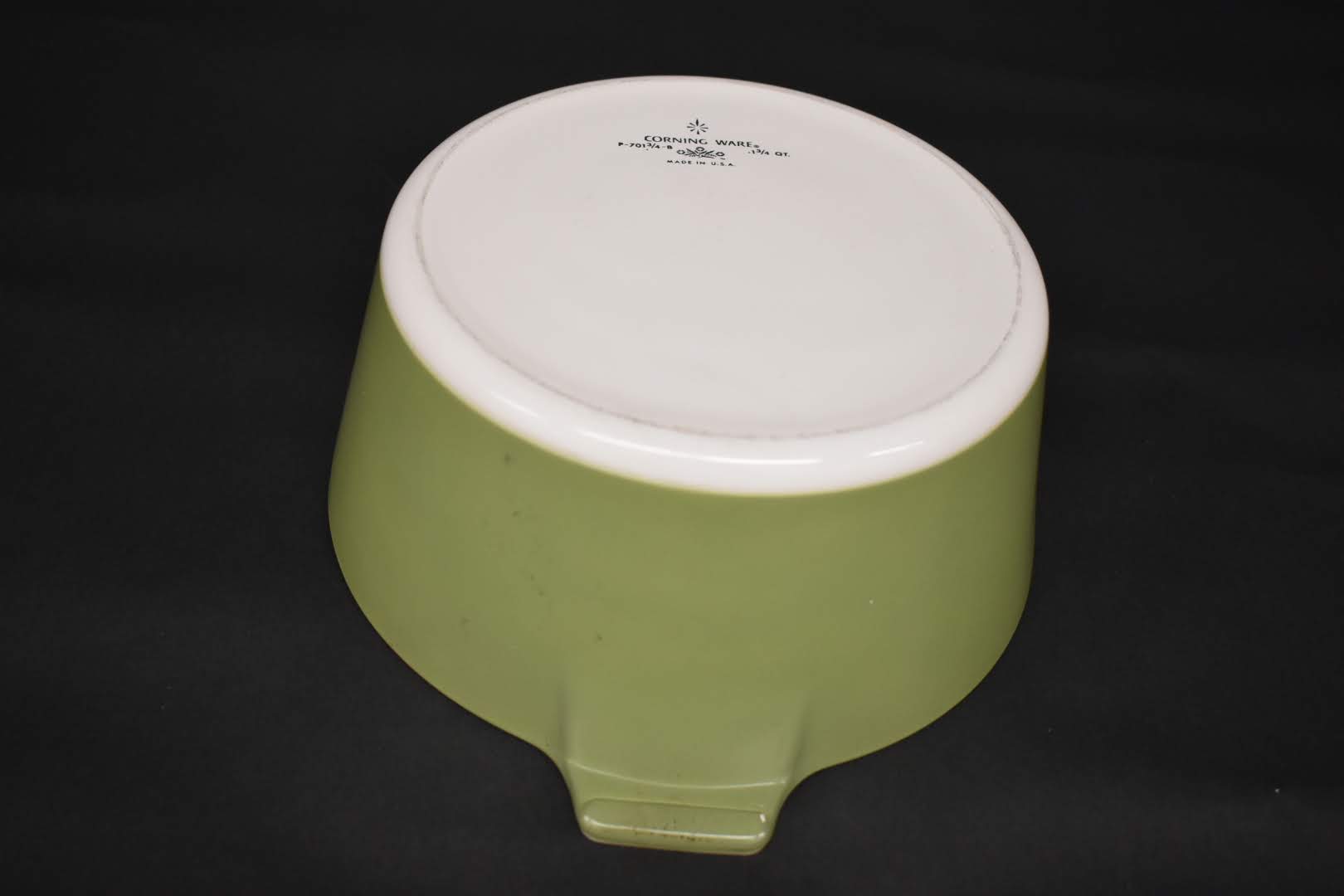 White Green Color - Mid Century Corningware Casserole - Round Shape Without Lid