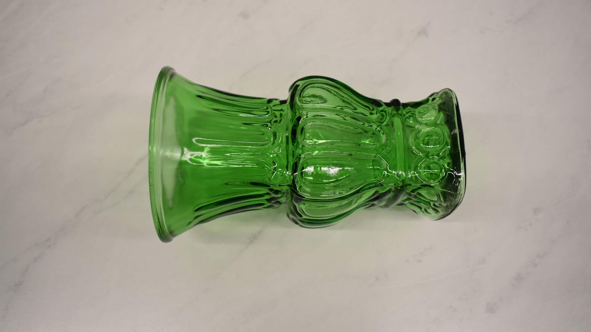 Crystal Green Glass Vase - Elegant Pattern