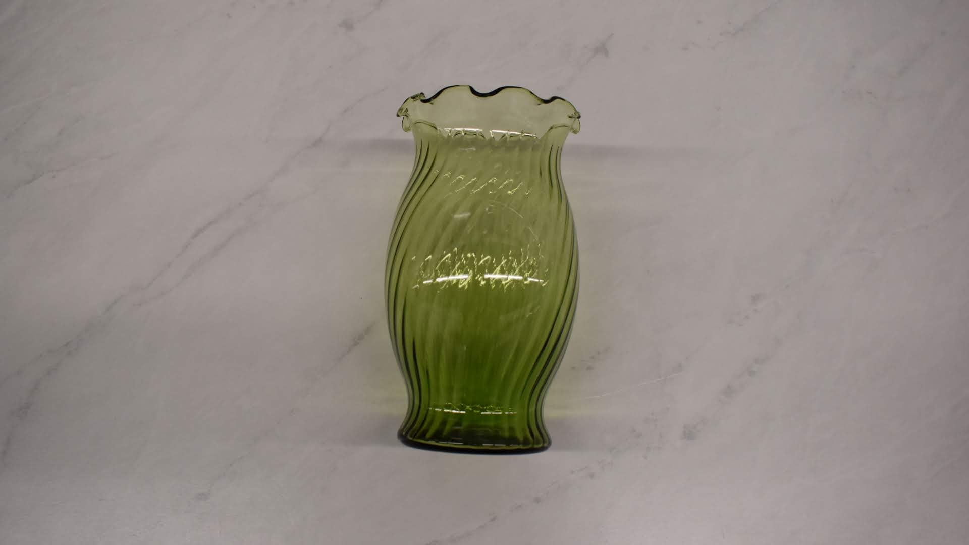 Crystal Light Green Glass Vase - Elegant Pattern