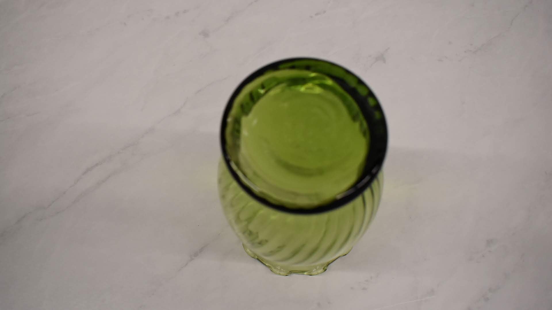 Crystal Light Green Glass Vase - Elegant Pattern