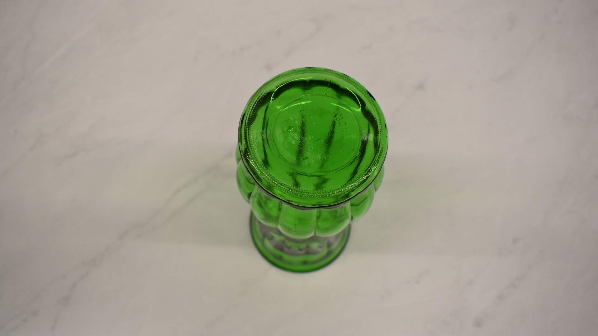Crystal Glass - Green Color - Ribbed Pattern Vase
