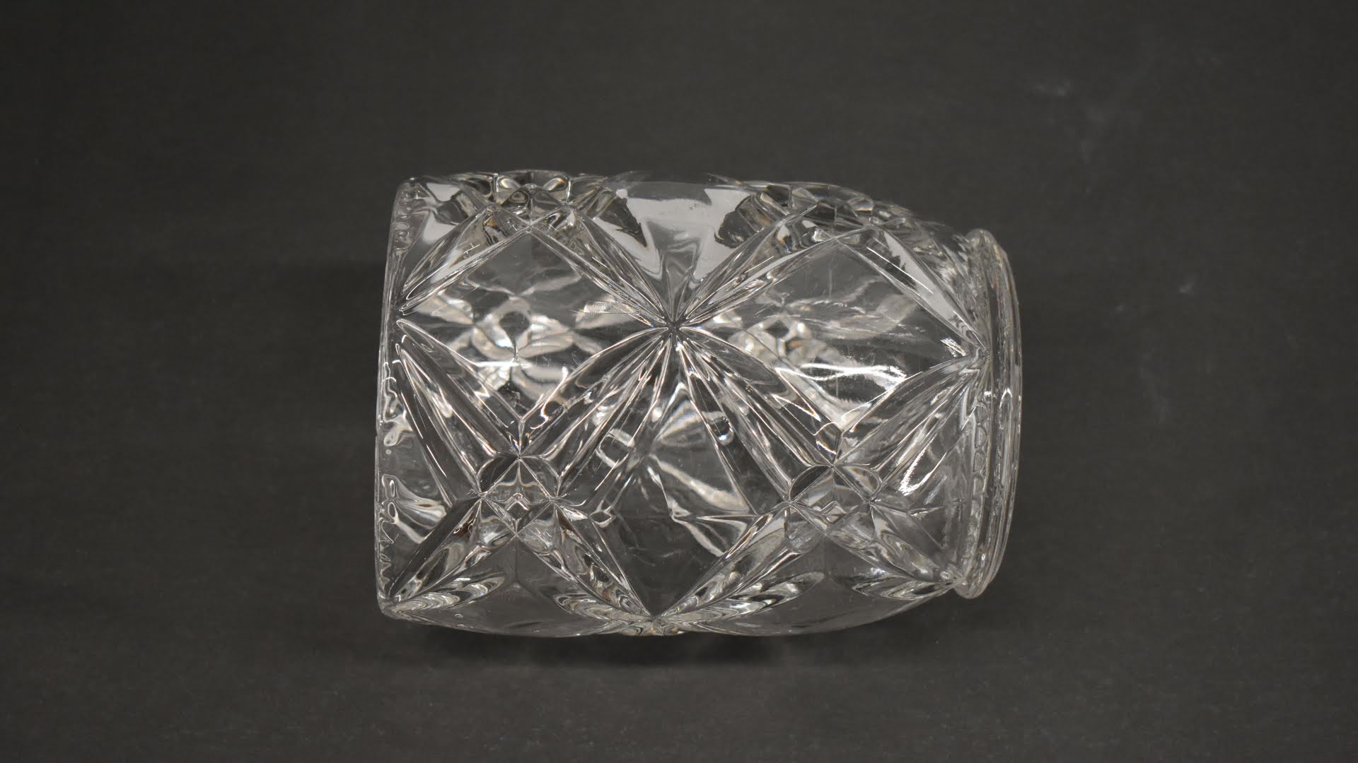 Crystal Glass Mid Century Wine Cooler- Ice Bucket - Diamond Pattern  - Home Decor