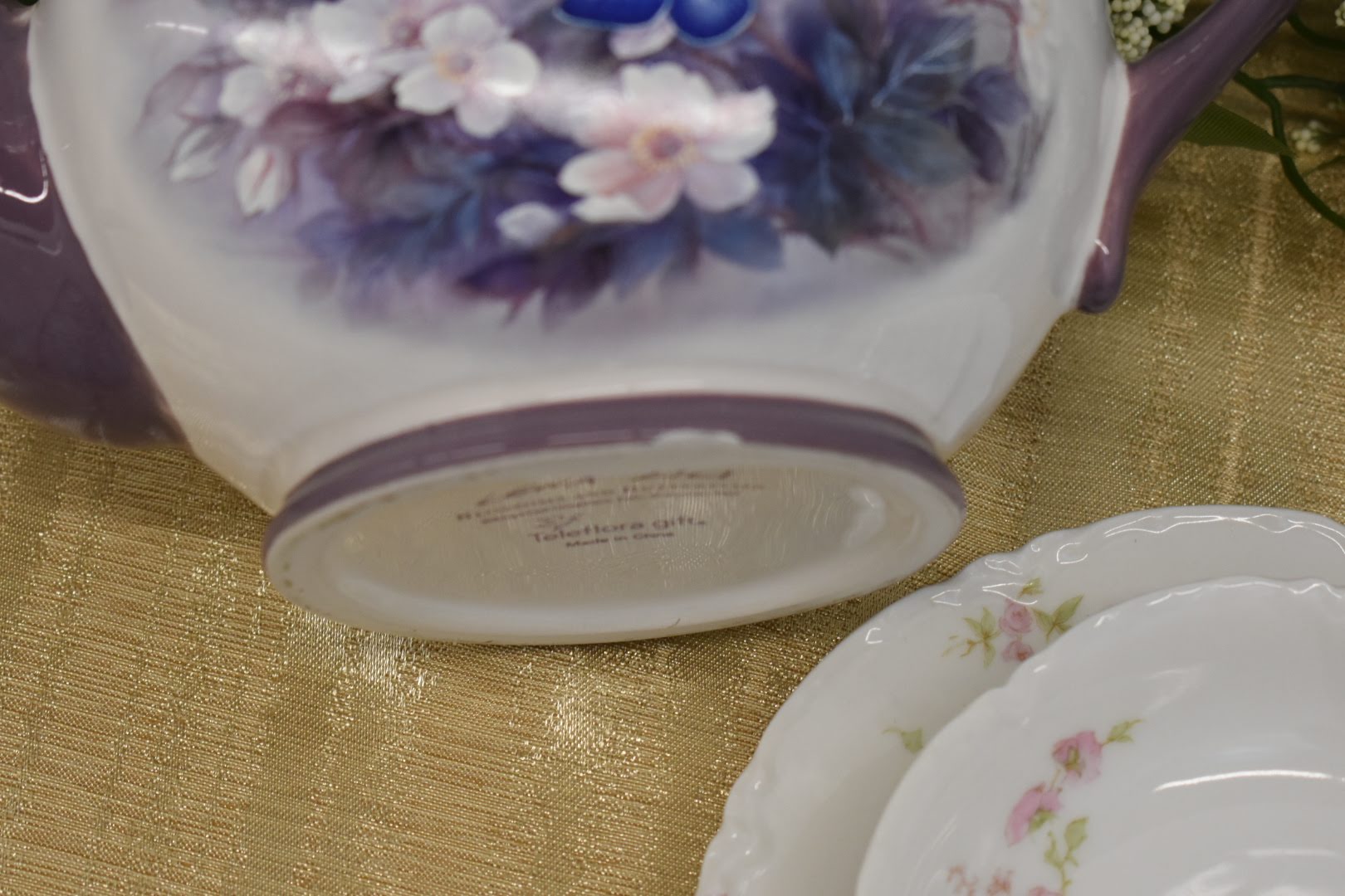 Limoges Haviland Fine Porcelain China - Pastel Floral Pattern - Cookie plate, Condiment Bowl and  - Lena Liu Ceramic Tea Coffee Pot - From France