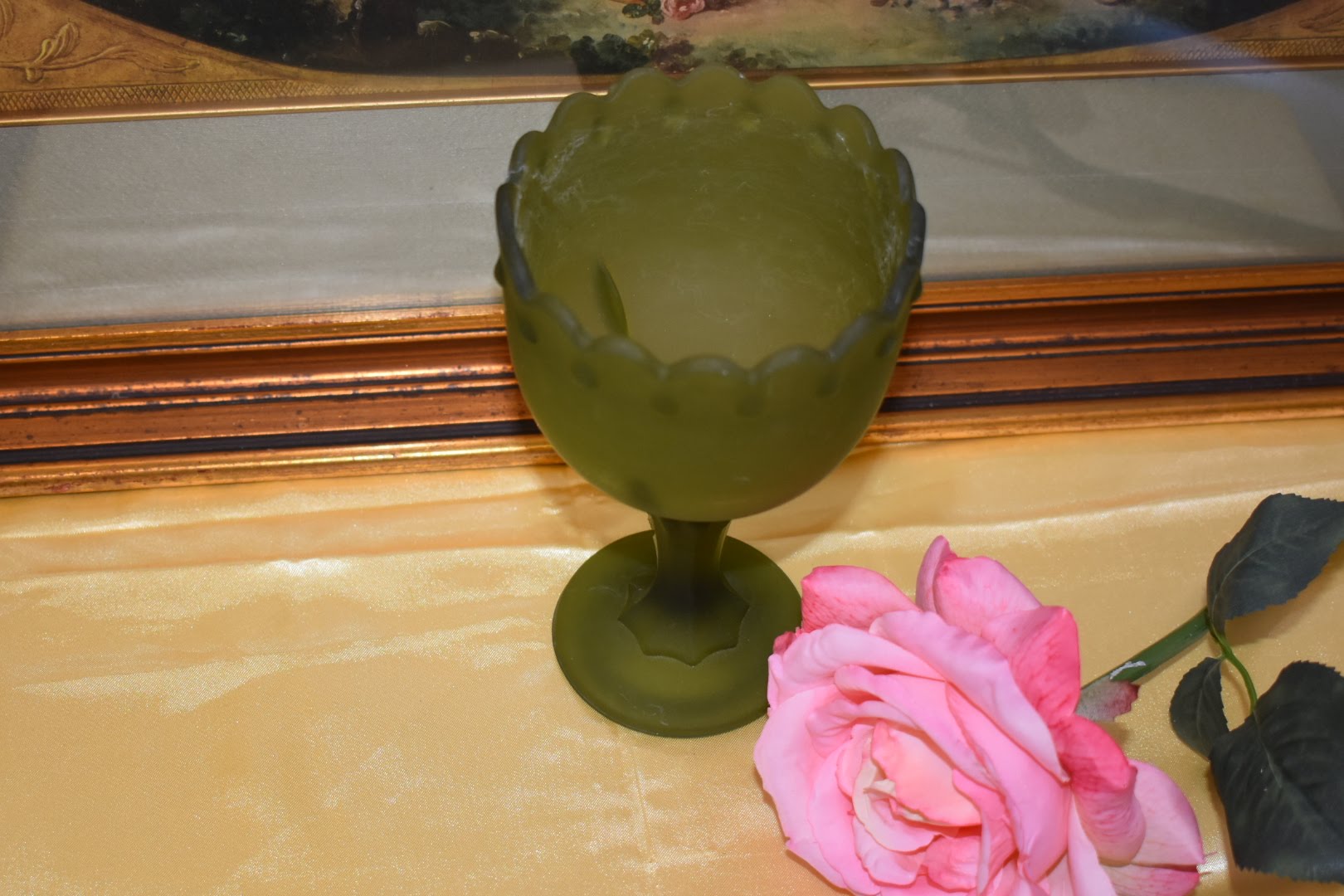 Frosted Crystal Glass - Green Color - Succulent Vase, Chocolate bowl